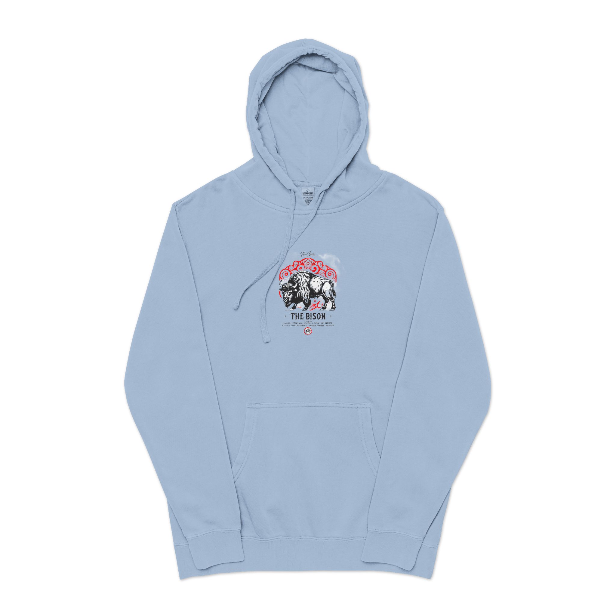 The Bison Unisex Pigment Dyed Hoodie Embroidery - Image 17