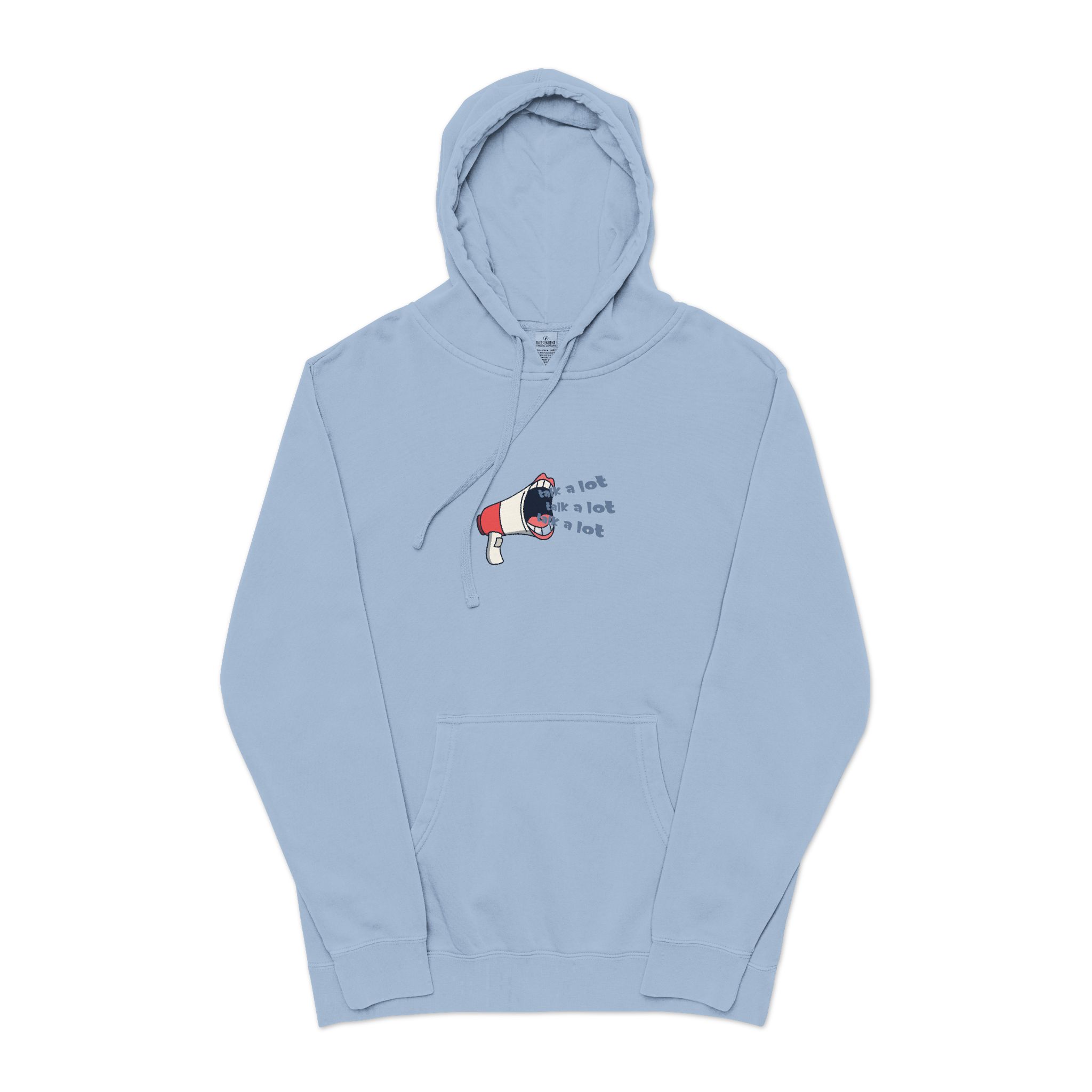 Talk A Lot Unisex Pigment Dyed Hoodie Embroidery - Image 17