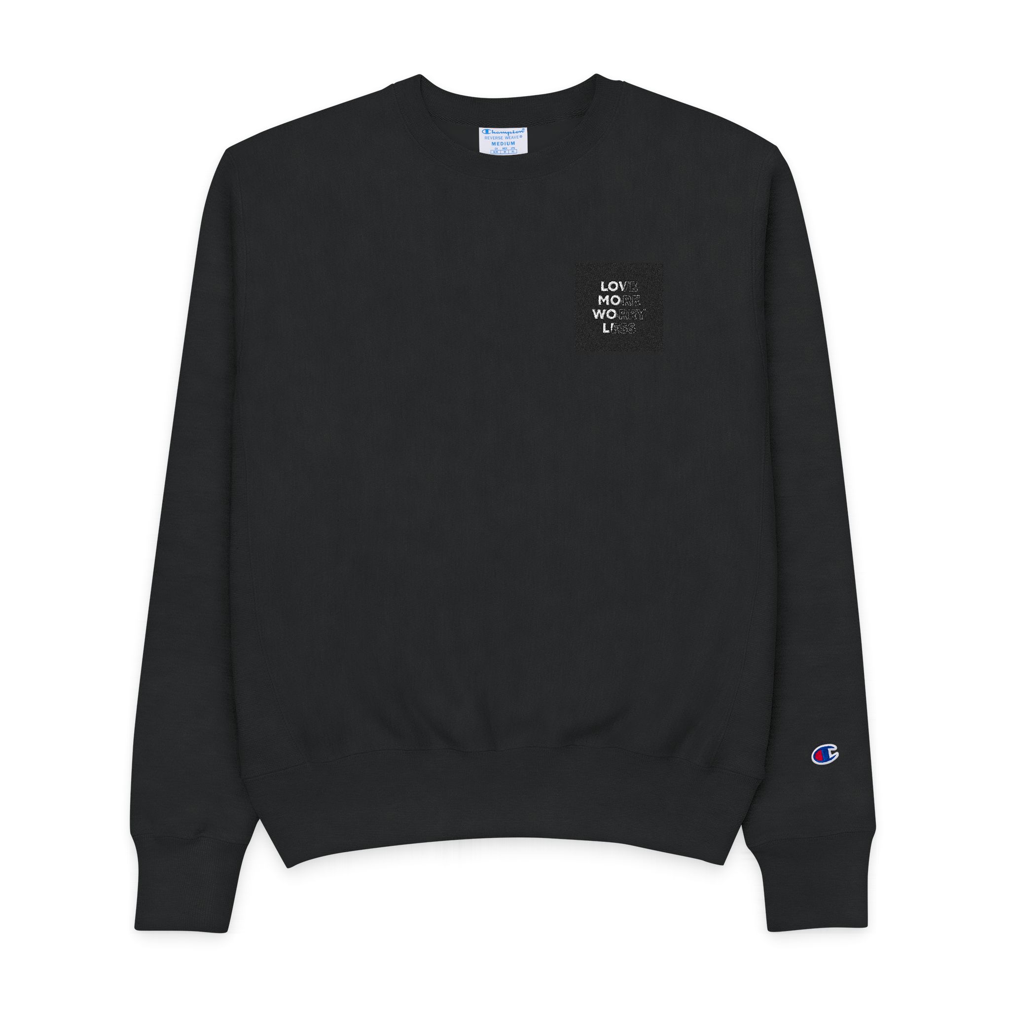 Love More Worry Less Mens Champion Crewneck Sweatshirt
