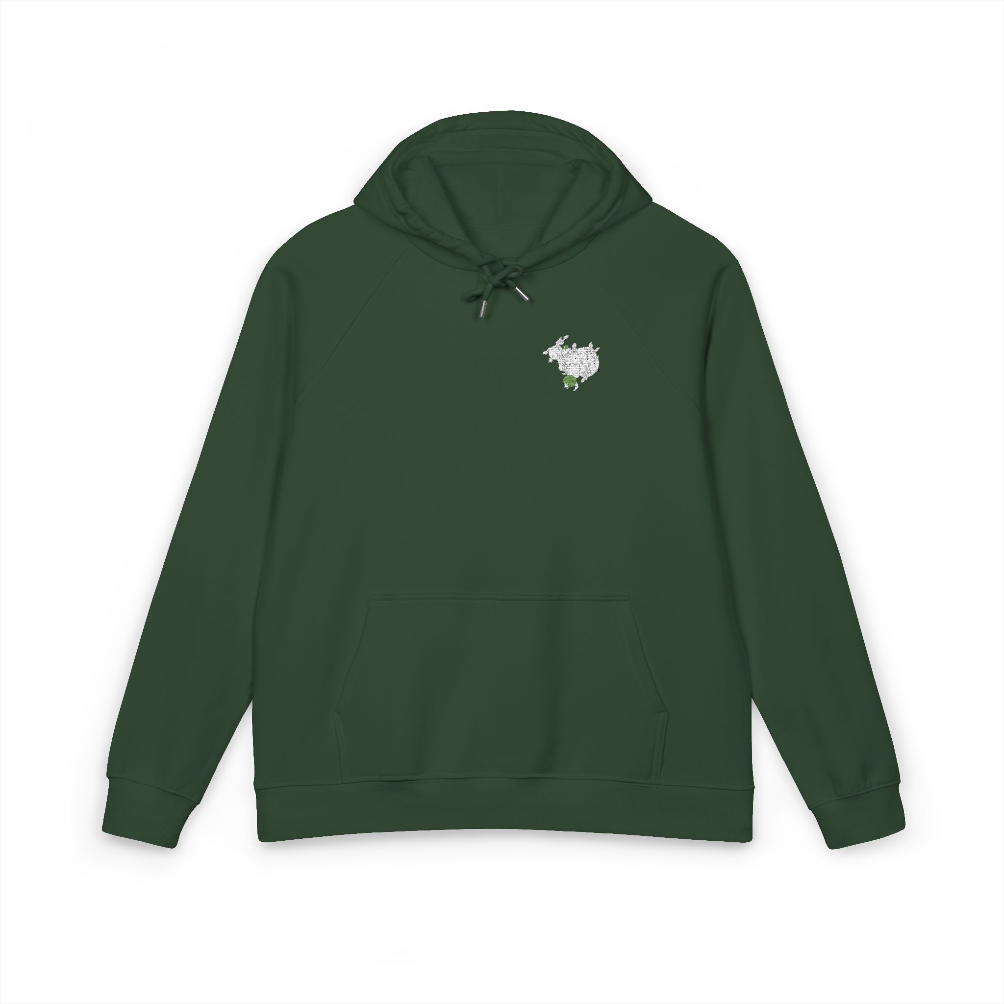 Face Side View Decorated With Leaves and Daisy Flowers Moon and Stars Organic Shapes Unisex Eco Raglan Hoodie Embroidery - Image 13