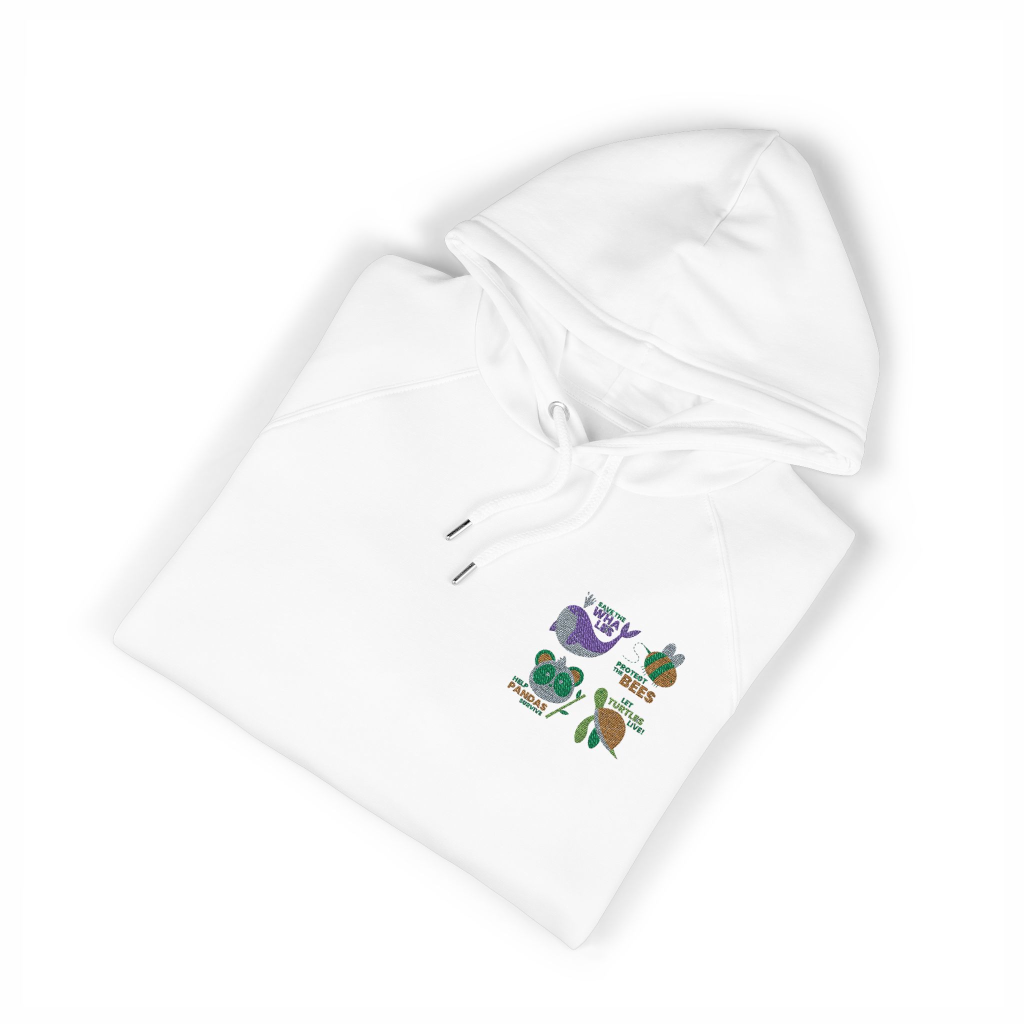 Hand Drawn Flat Design Ecology Badges 2 Unisex Eco Raglan Hoodie Embroidery - Image 3