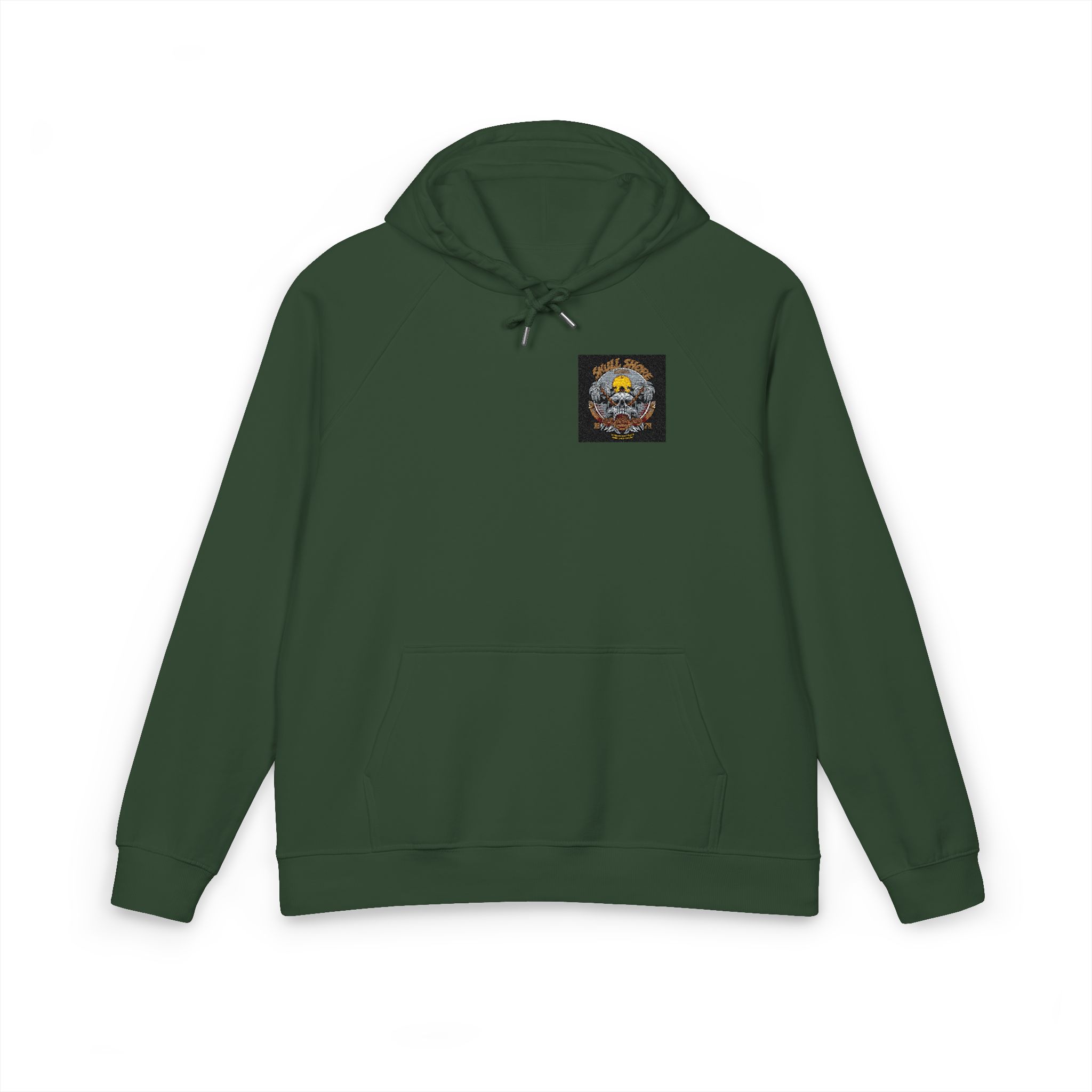 Skull Beach With Text Illustration Unisex Eco Raglan Hoodie Embroidery - Image 13