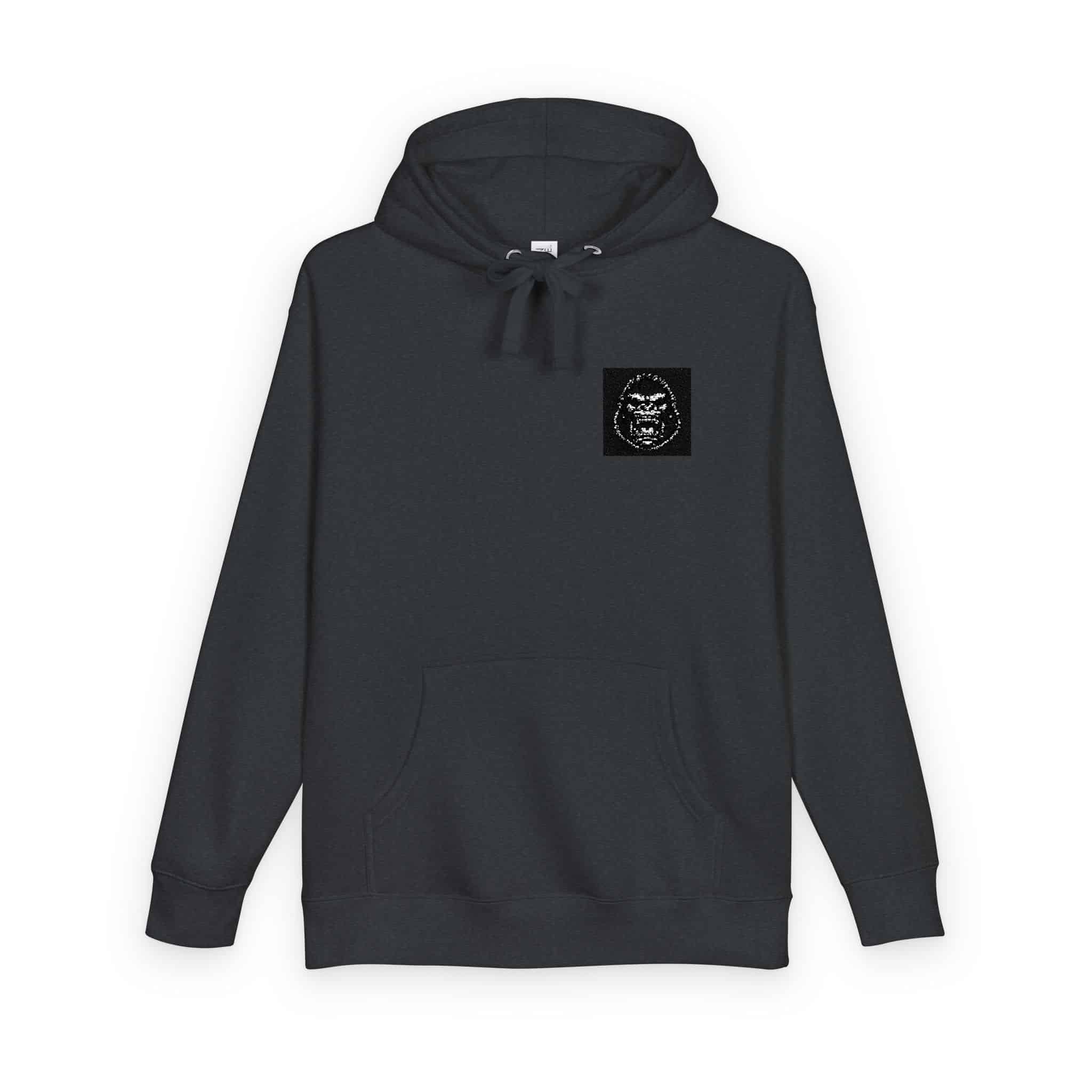 Dark Art Angry Beast Kingkong Head With Sharp Fang Black White Unisex Fleece Hoodie - Image 26