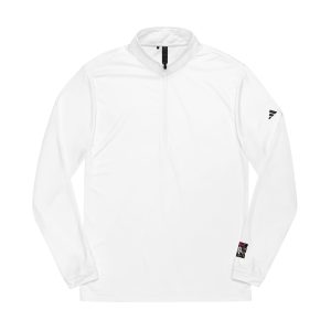 White Ghost With Pink Umbrella Lightning Bolt Adidas Quarter Zip Pullover Embroidery