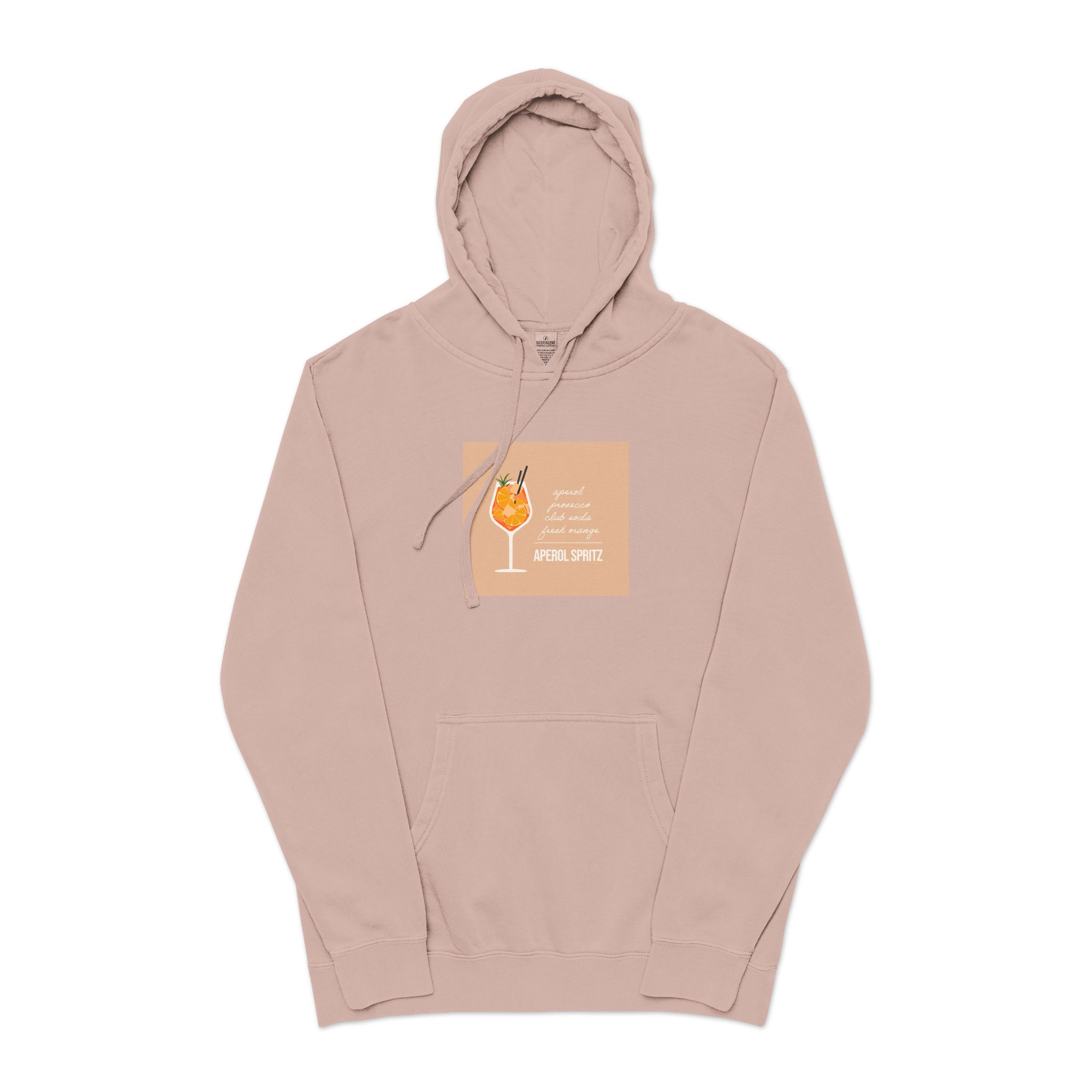 Vector Flat Illustration Modern Aperol Spritz Recipe Unisex Pigment Dyed Hoodie Embroidery
