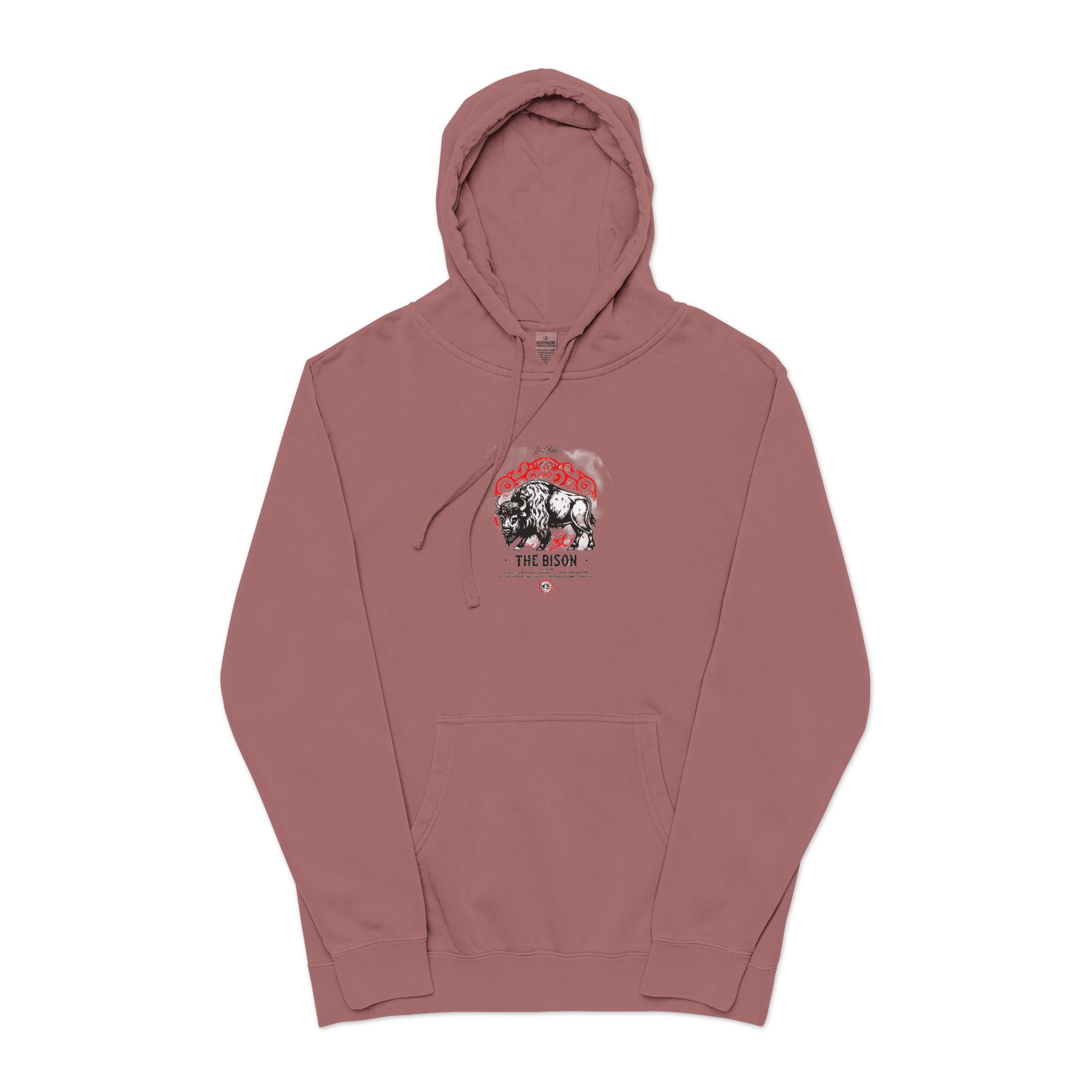 The Bison Unisex Pigment Dyed Hoodie Embroidery - Image 29