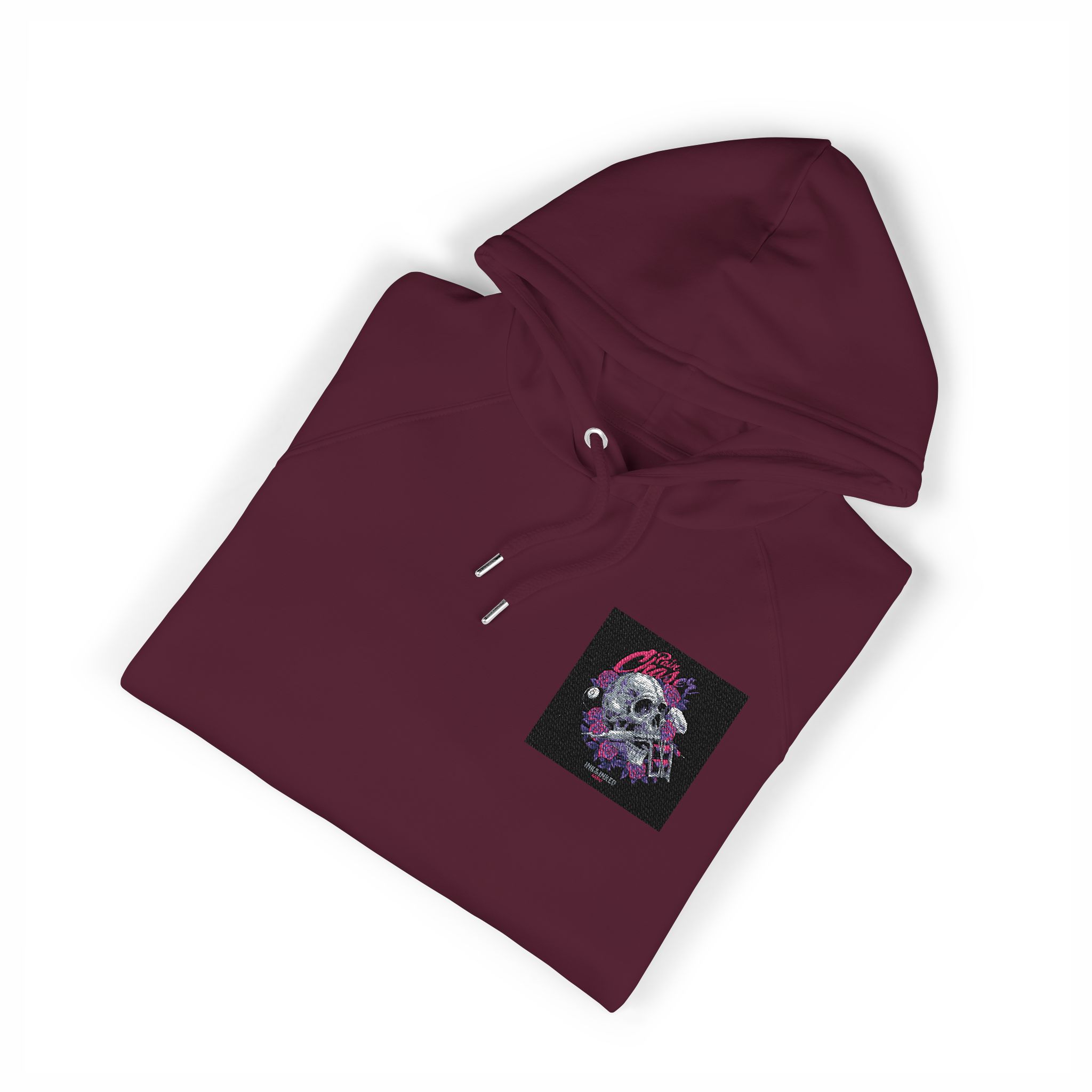 Skull Tattoomachine With Text Illustration Unisex Eco Raglan Hoodie Embroidery - Image 23