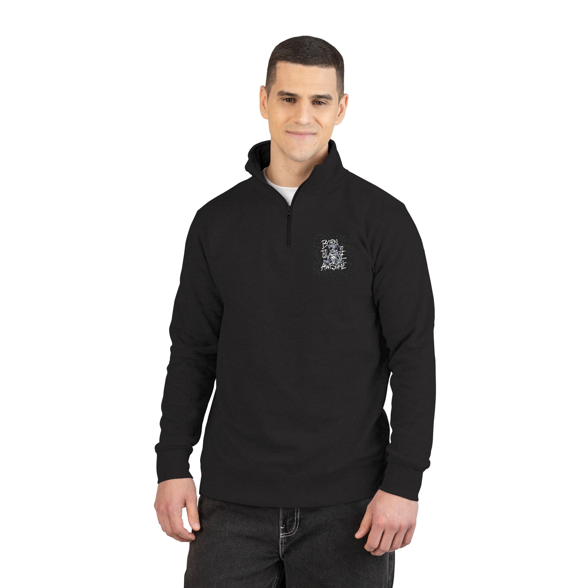 Born To Be Awesome 1 Unisex Fleece Pullover Embroidery - Image 3