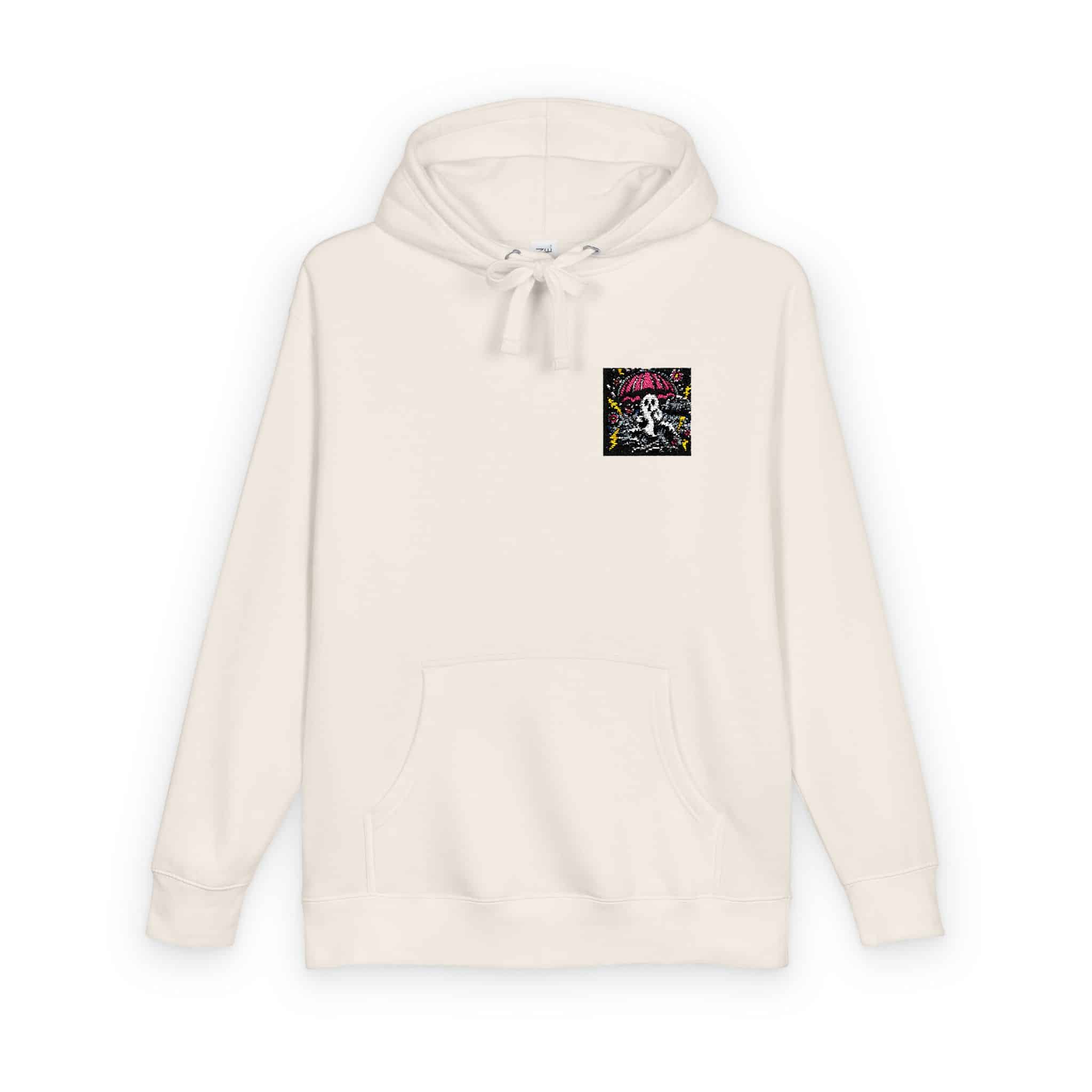 White Ghost With Pink Umbrella Lightning Bolt Unisex Fleece Hoodie - Image 6