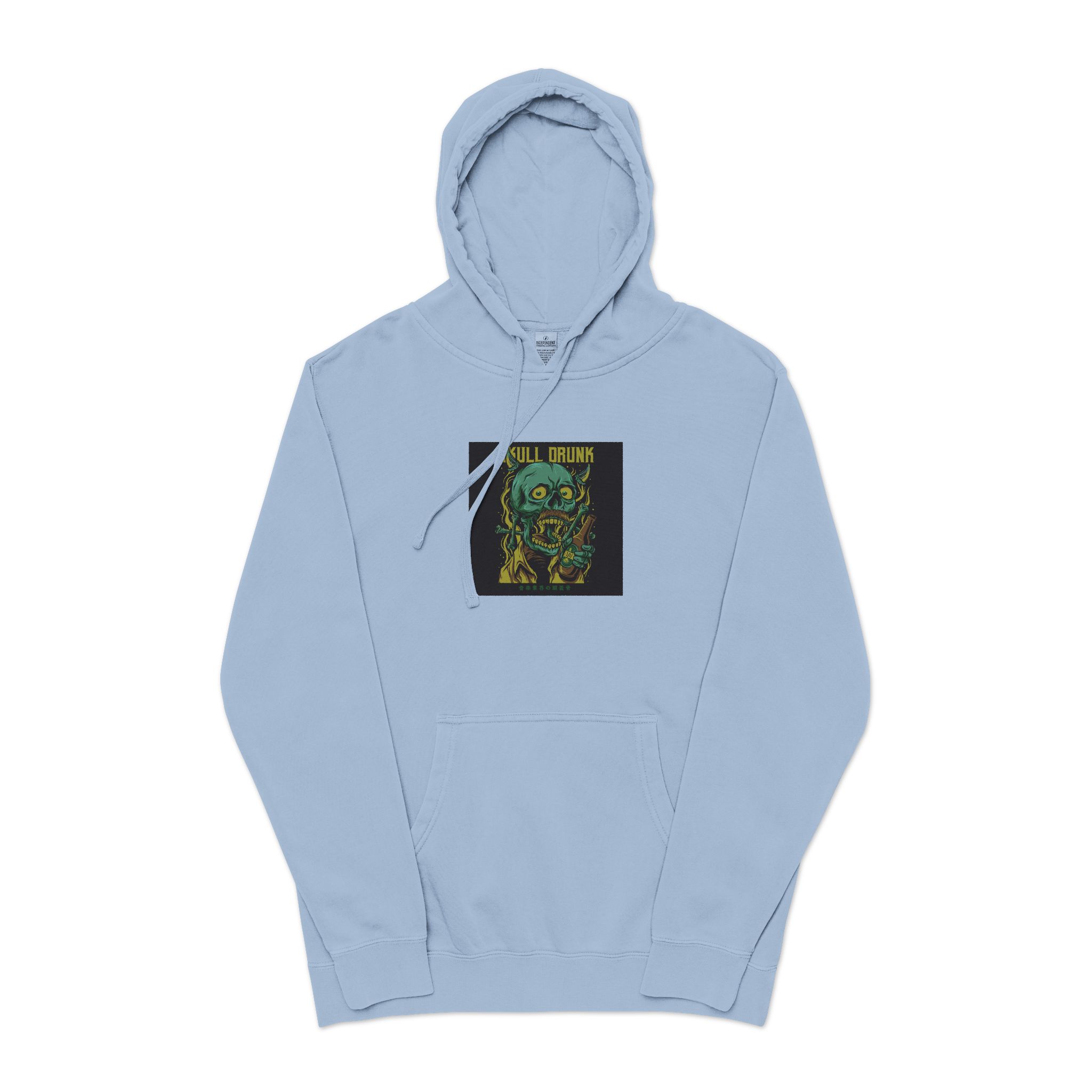 Skull Drunk Unisex Pigment Dyed Hoodie Embroidery - Image 17