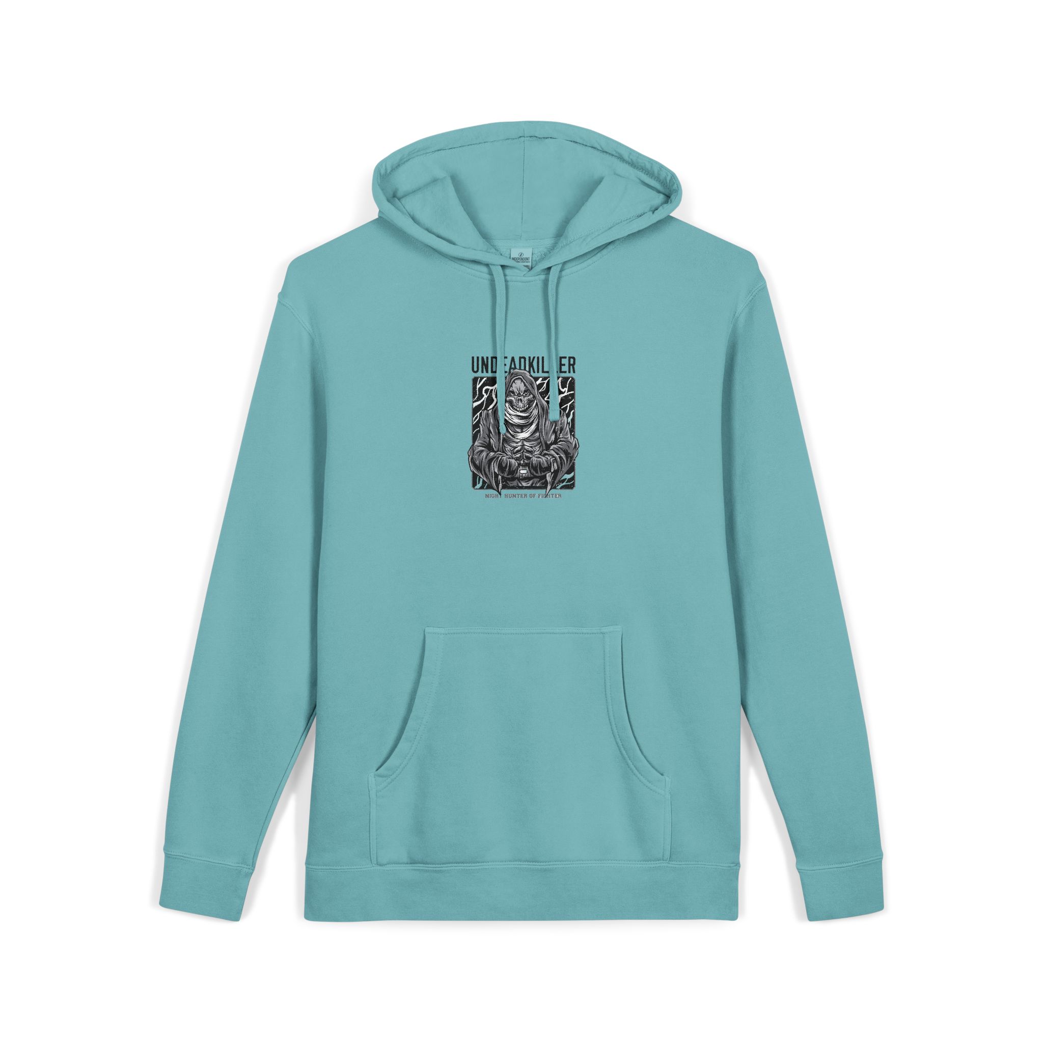 Undead Killer Black White Unisex Pigment Dyed Hoodie Embroidery - Image 11
