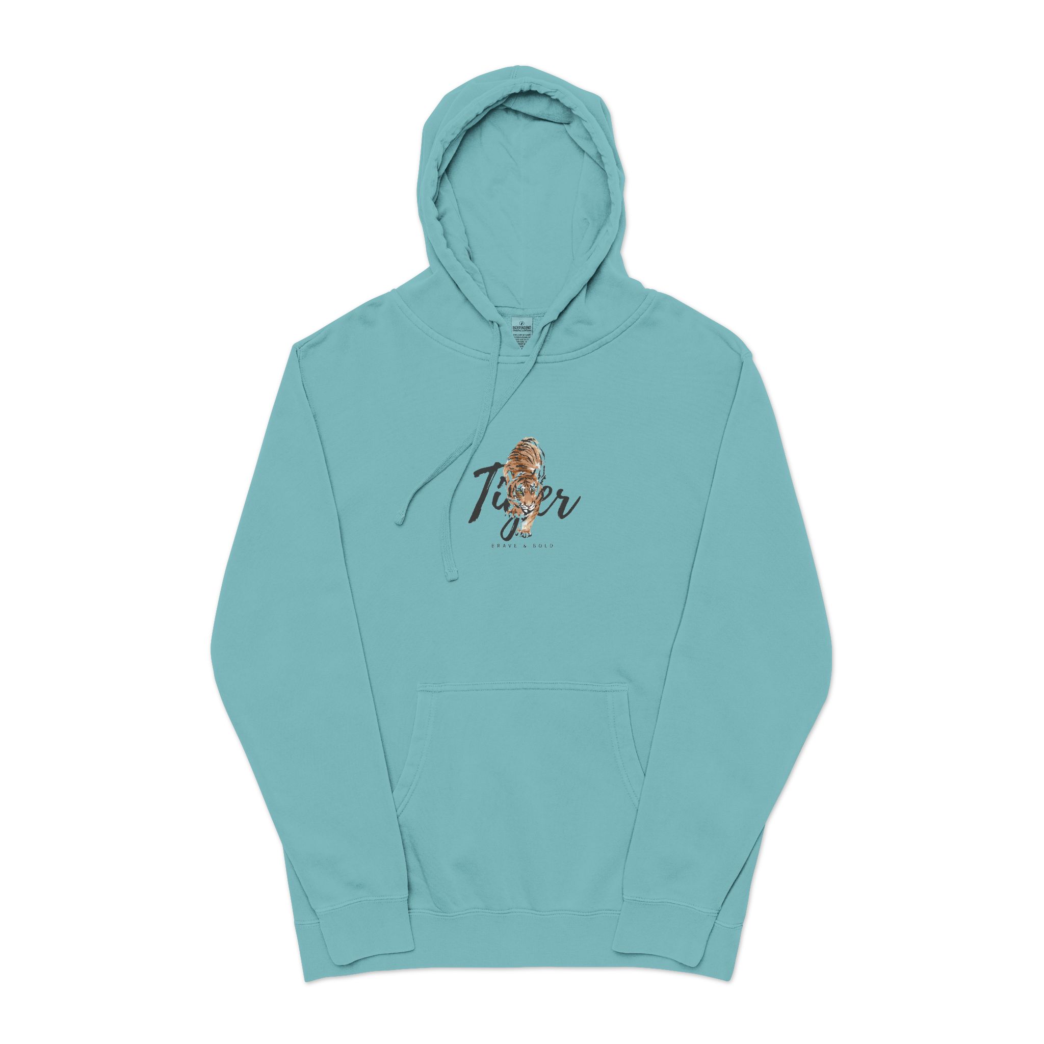 Tiger Brave & Bold Unisex Pigment Dyed Hoodie Embroidery - Image 9