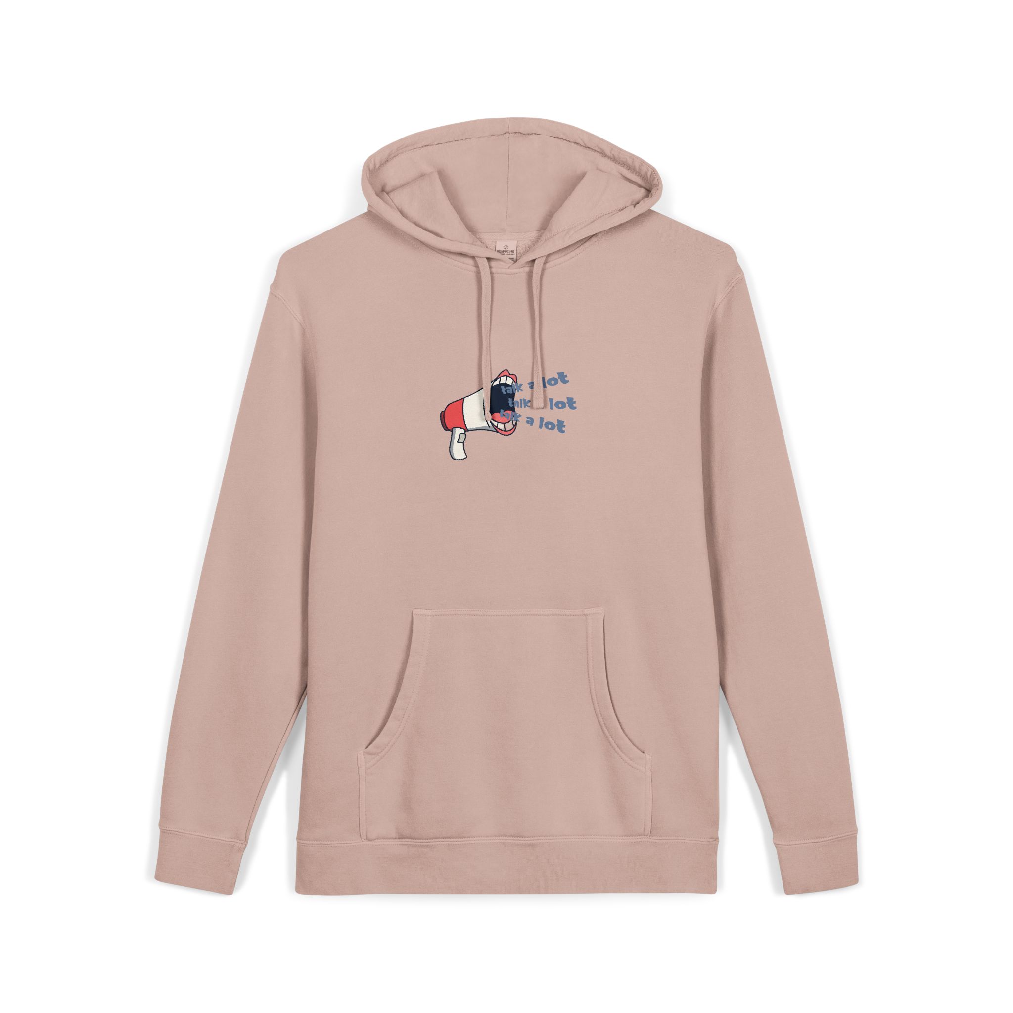 Talk A Lot Unisex Pigment Dyed Hoodie Embroidery - Image 3
