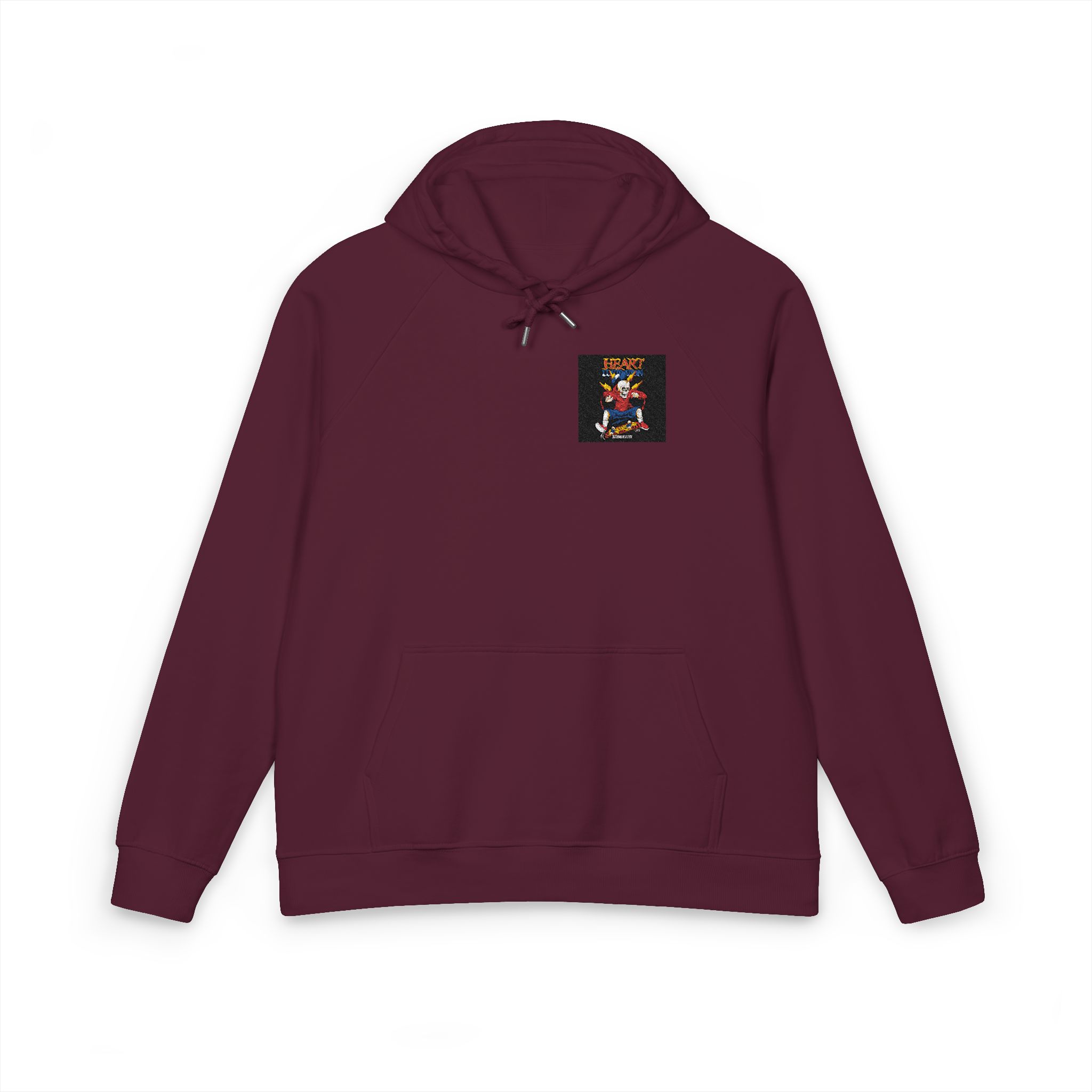 Skateboarding Skull With Text Unisex Eco Raglan Hoodie Embroidery - Image 21