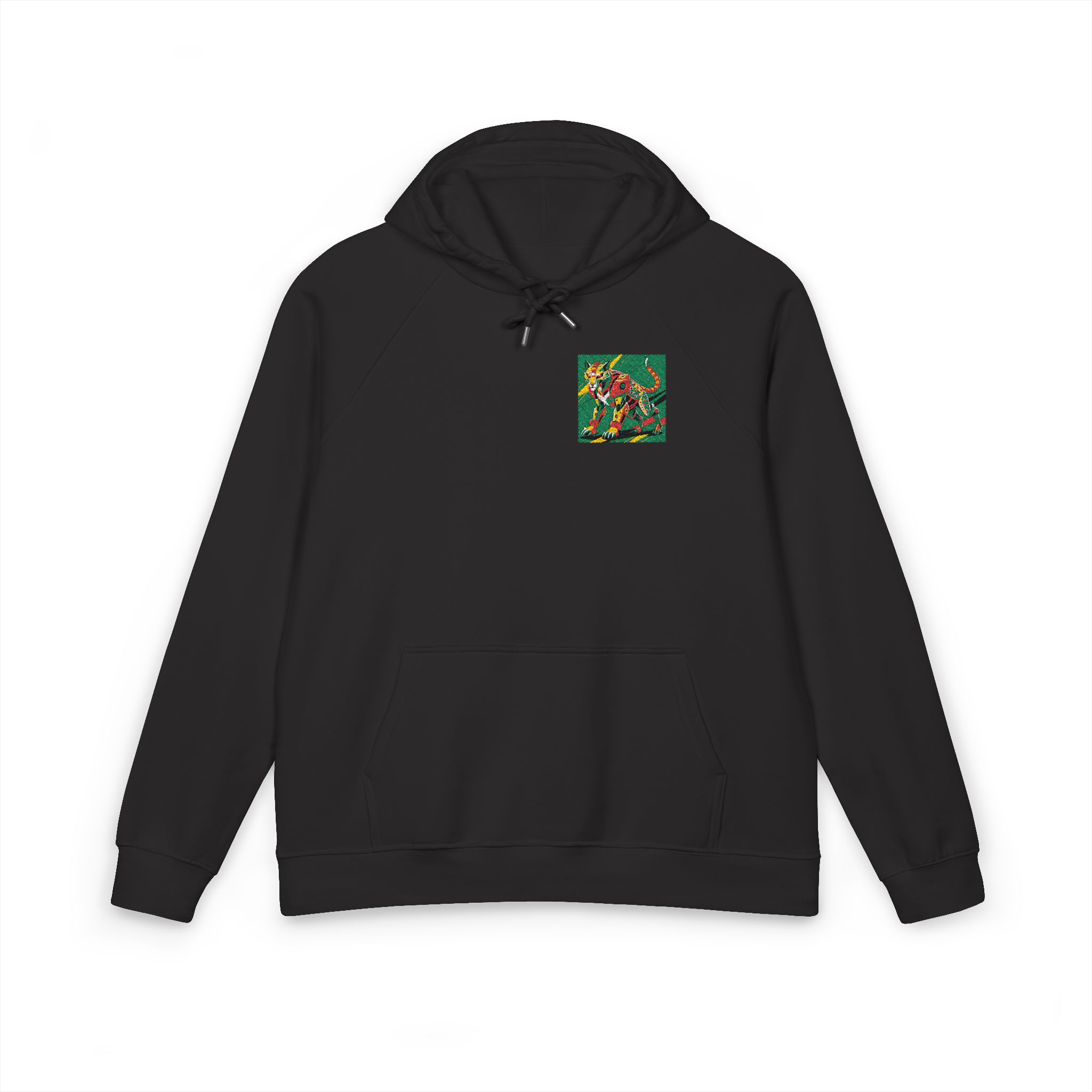 Drawing Cat With Red Tail Unisex Eco Raglan Hoodie Embroidery - Image 17