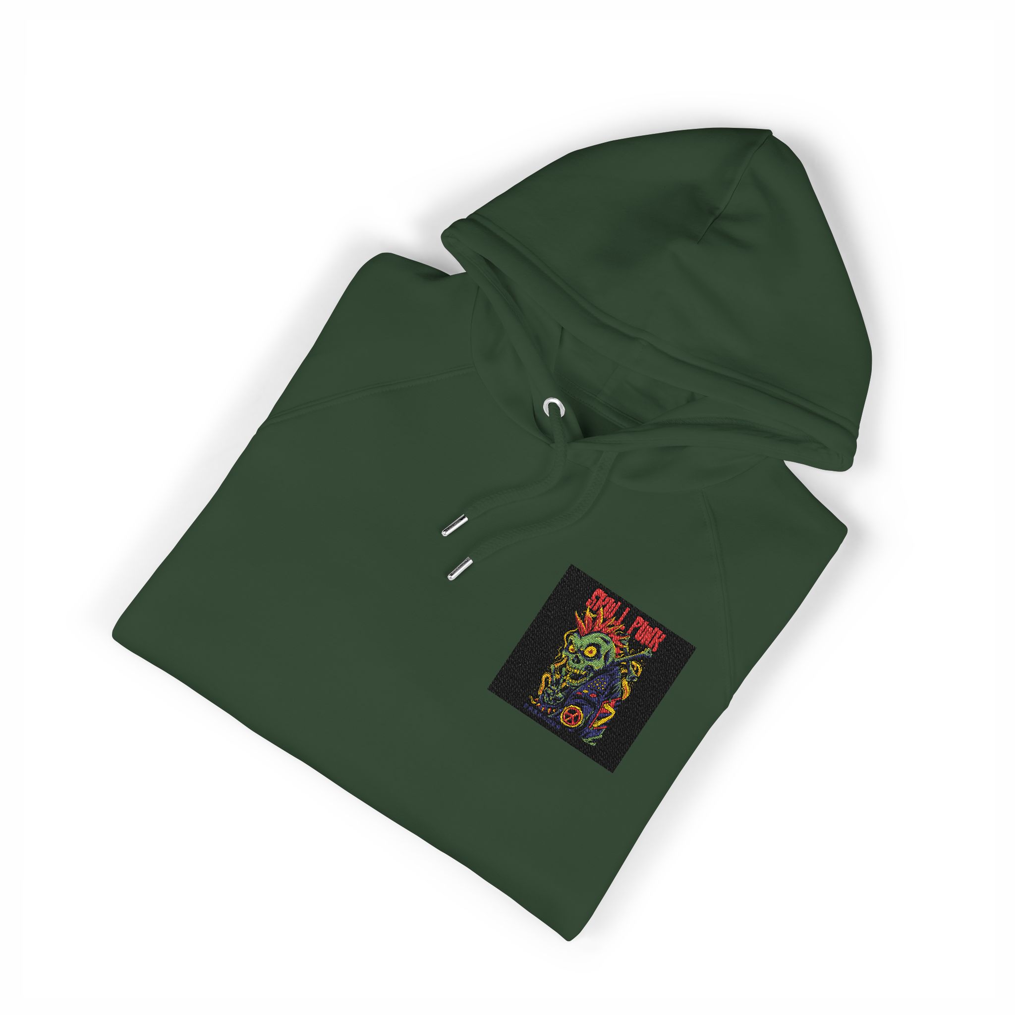 Skull Punk Copia Unisex Eco Raglan Hoodie Embroidery - Image 15