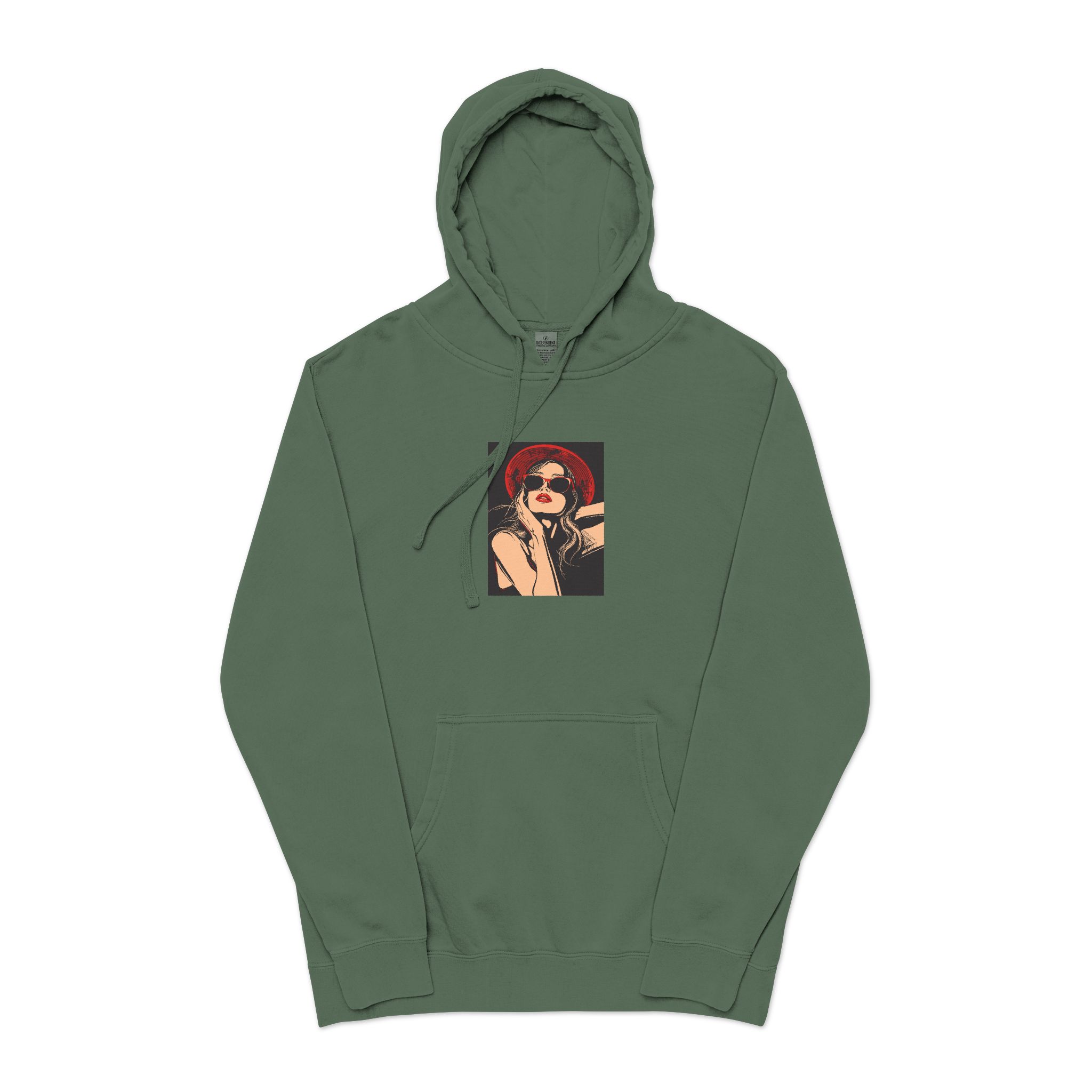 Woman With Sunglasses Unisex Pigment Dyed Hoodie Embroidery - Image 13