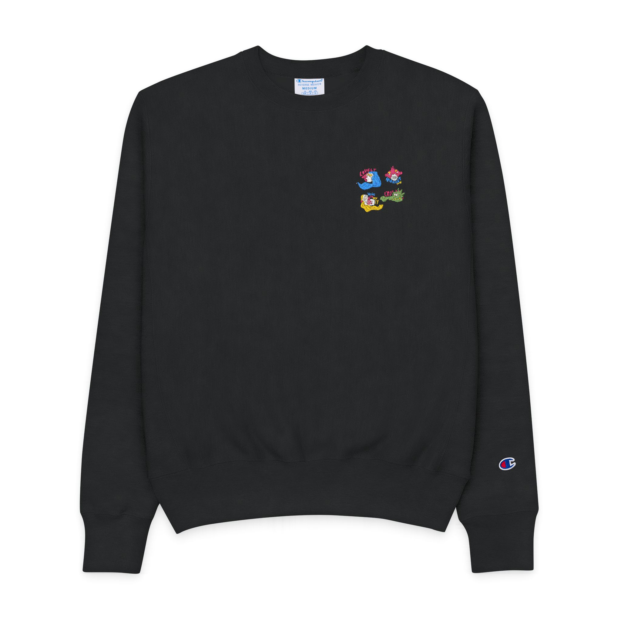 Collection Funny Hand Drawn Stickers Mens Champion Crewneck Sweatshirt
