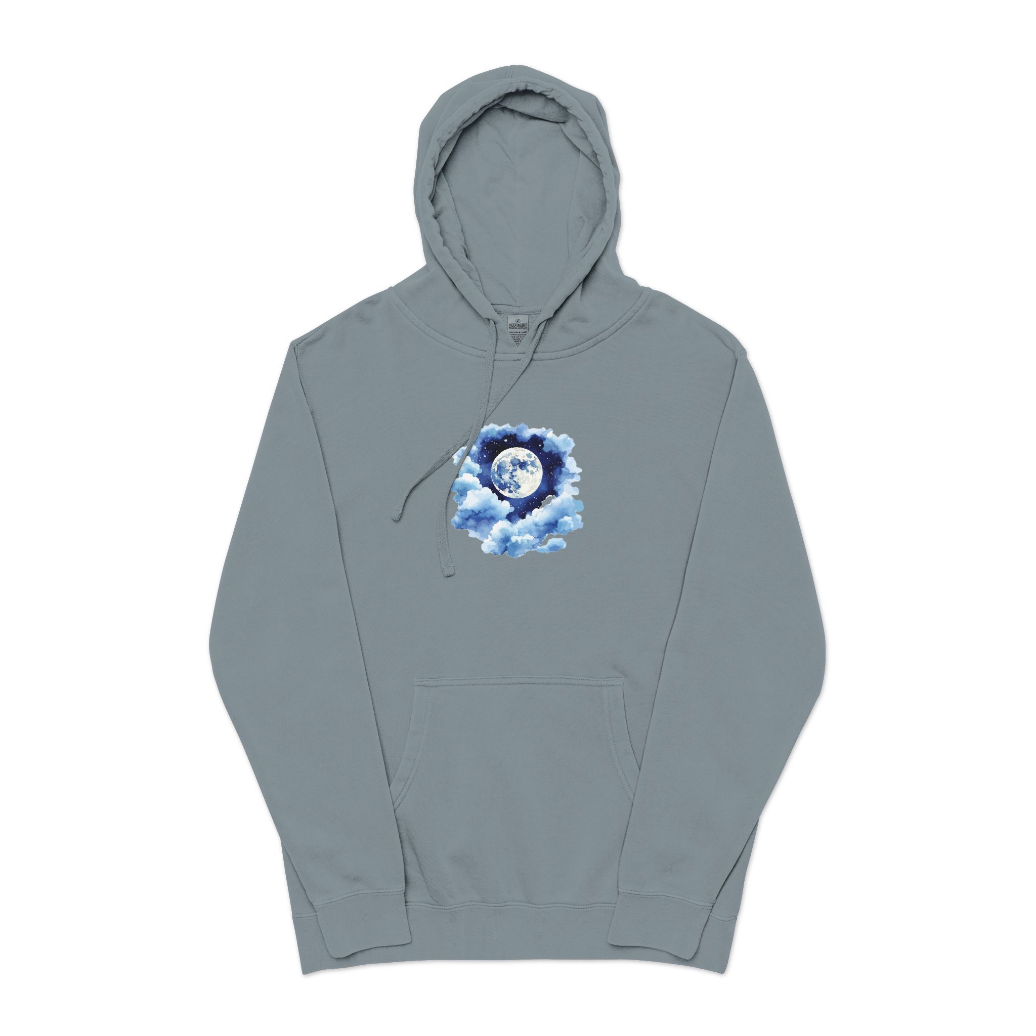 Watercolor Full Moon Clouds Elements Set Unisex Pigment Dyed Hoodie Embroidery - Image 21