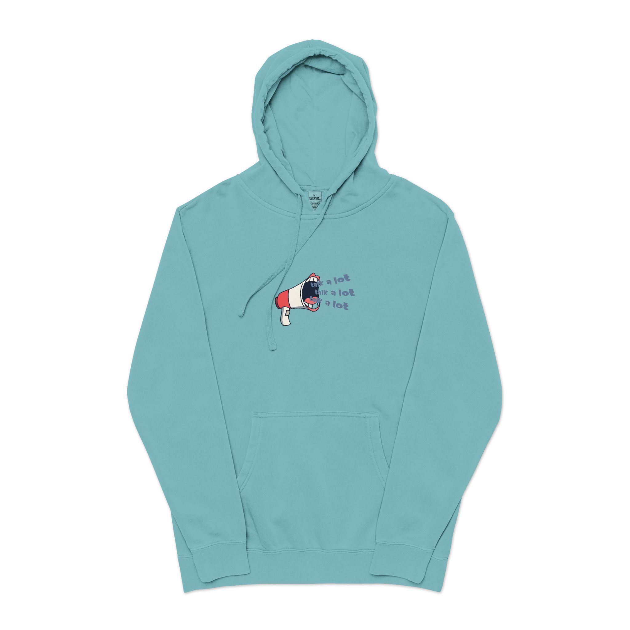 Talk A Lot Unisex Pigment Dyed Hoodie Embroidery - Image 9