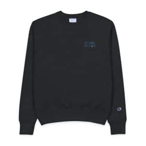 Illustration Classic van With Surfboard Top Vintage Retro Style With Text Vintage van Surfboard Mens Champion Crewneck Sweatshirt