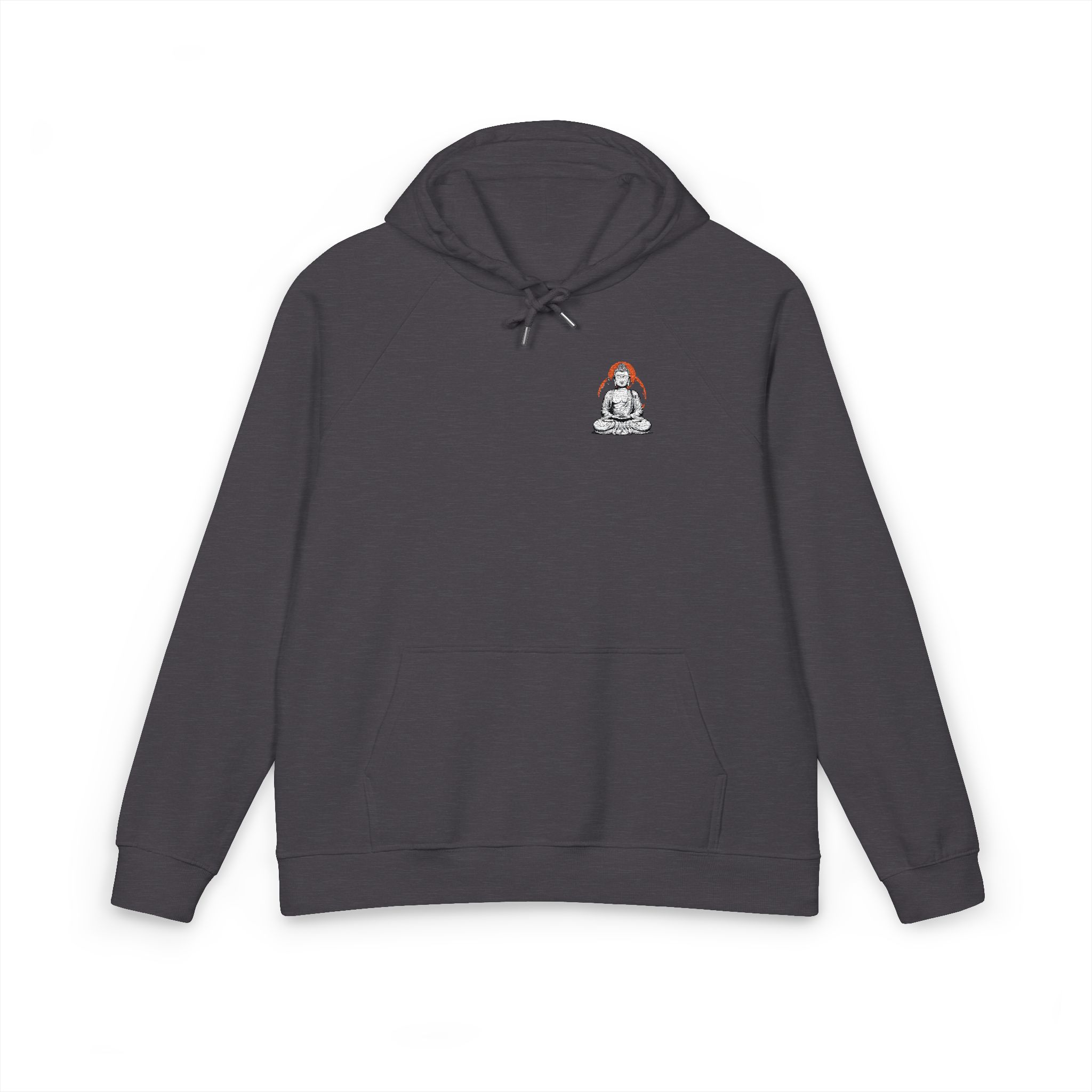 Serene Buddha Portrait Unisex Eco Raglan Hoodie Embroidery - Image 9