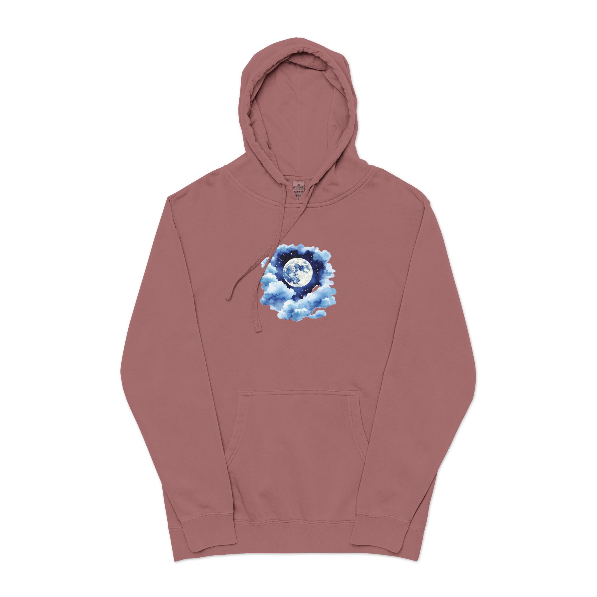 Watercolor Full Moon Clouds Elements Set Unisex Pigment Dyed Hoodie Embroidery - Image 29