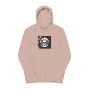 Vintage Astronaut Skull In Space Helmet Unisex Pigment Dyed Hoodie Embroidery