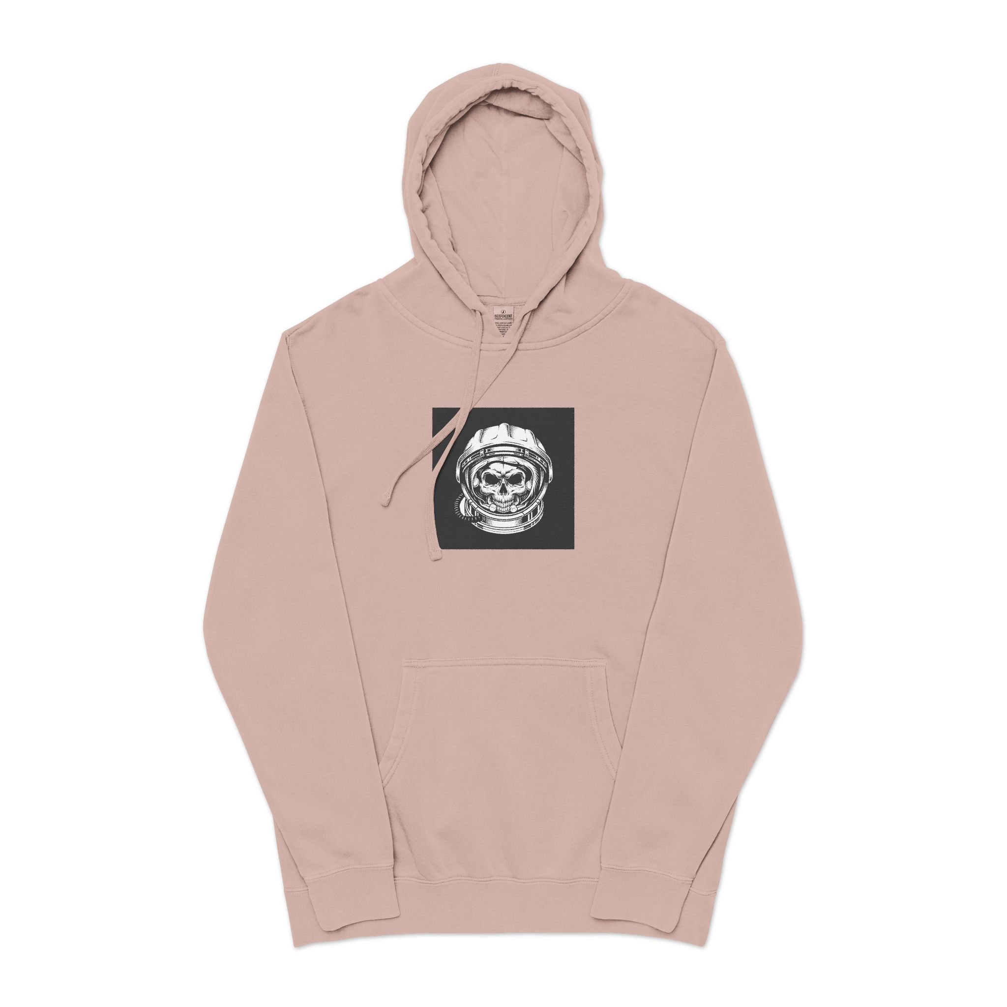 Vintage Astronaut Skull In Space Helmet Unisex Pigment Dyed Hoodie Embroidery