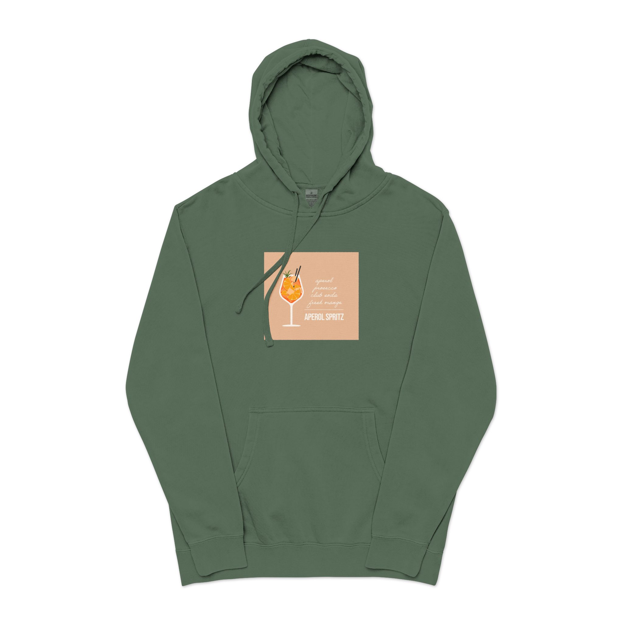 Vector Flat Illustration Modern Aperol Spritz Recipe Unisex Pigment Dyed Hoodie Embroidery - Image 13