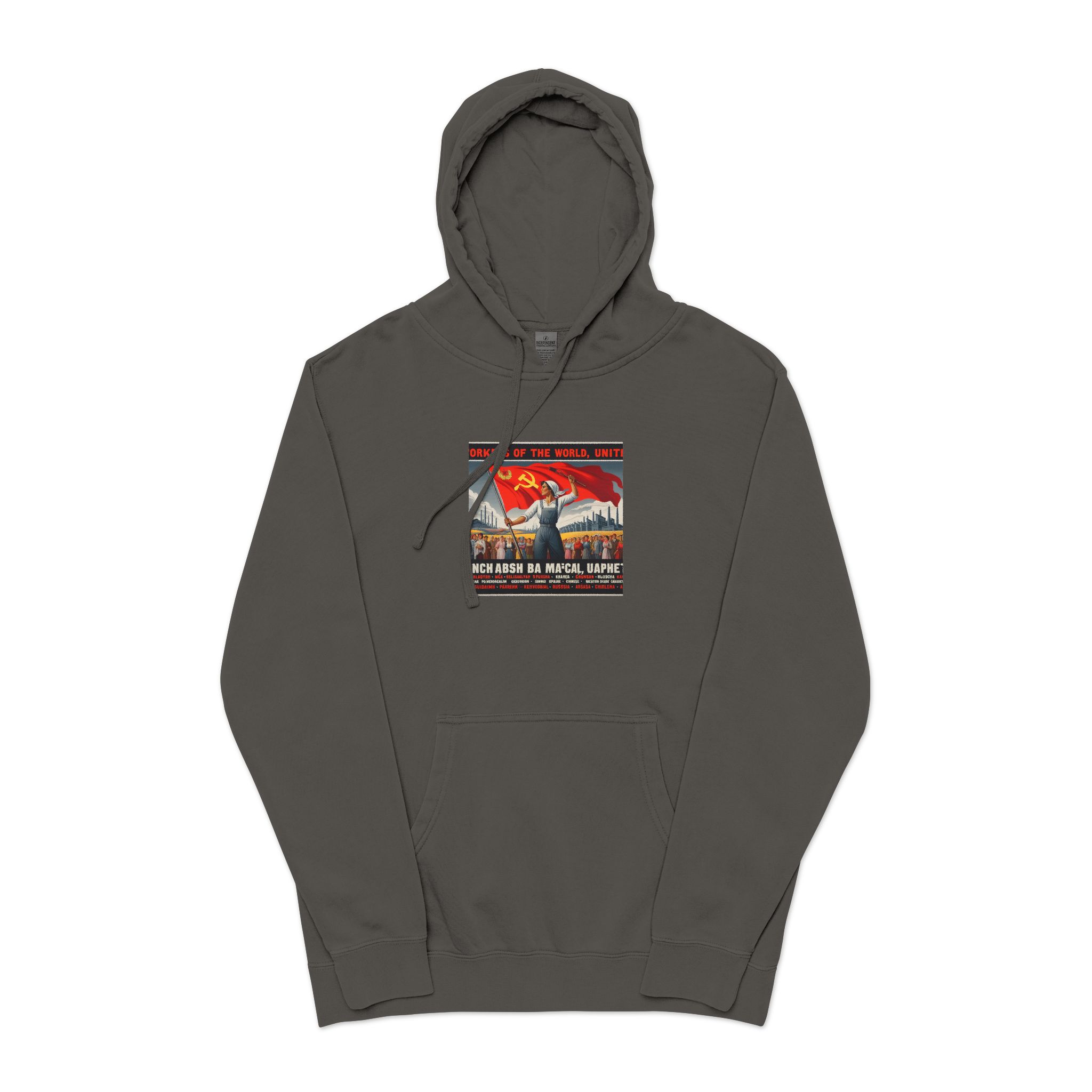 Workers of the World Unisex Pigment Dyed Hoodie Embroidery - Image 25