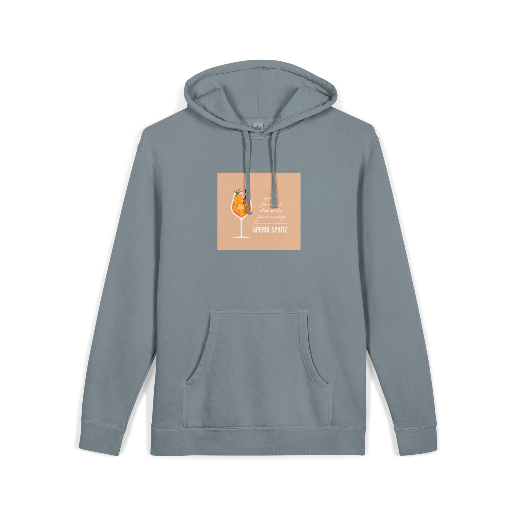 Vector Flat Illustration Modern Aperol Spritz Recipe Unisex Pigment Dyed Hoodie Embroidery - Image 23