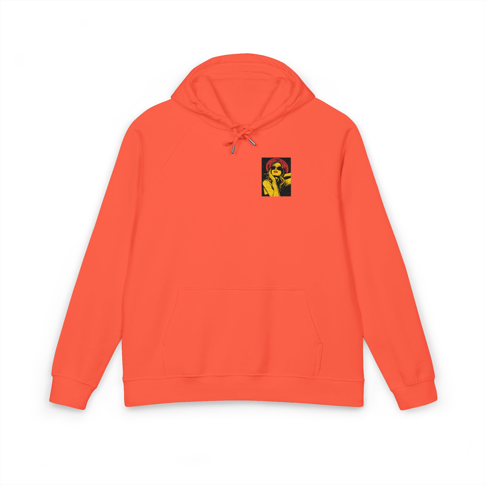 Woman With Sunglasses Unisex Eco Raglan Hoodie Embroidery - Image 5