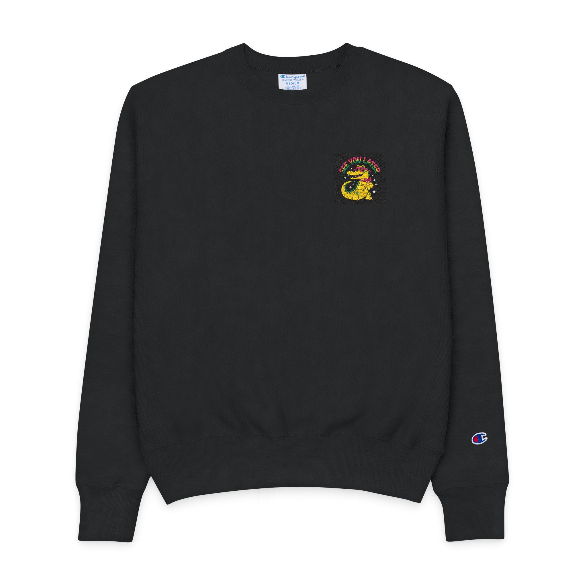 Green Alligator With Sunglasses Vector Illustration Mens Champion Crewneck Sweatshirt