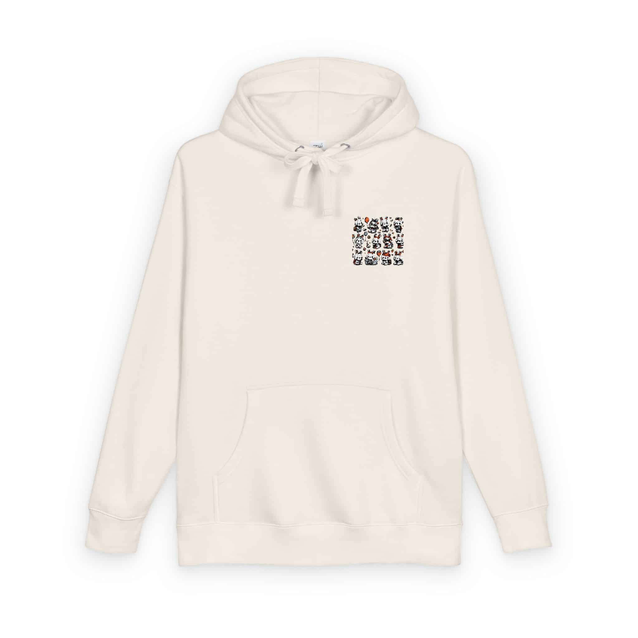 Vector Cartoon Rabbit Sits Field Flowers (1) Unisex Fleece Hoodie - Image 6