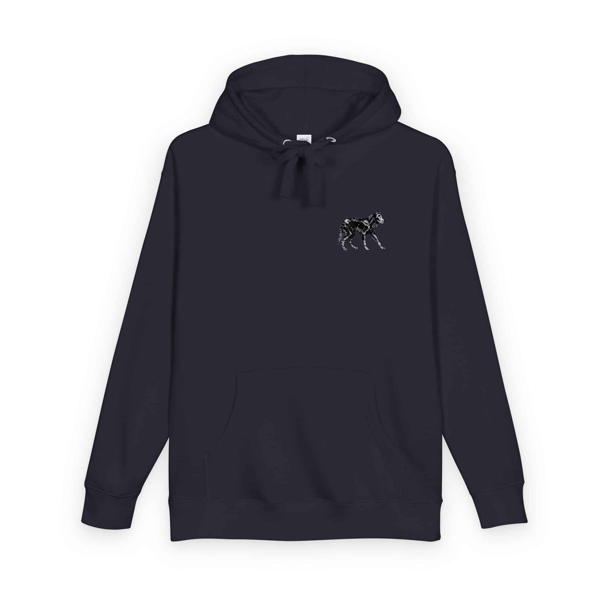 Vector Wolf Skeleton Illustration Vintage Engraving Style Unisex Fleece Hoodie - Image 22