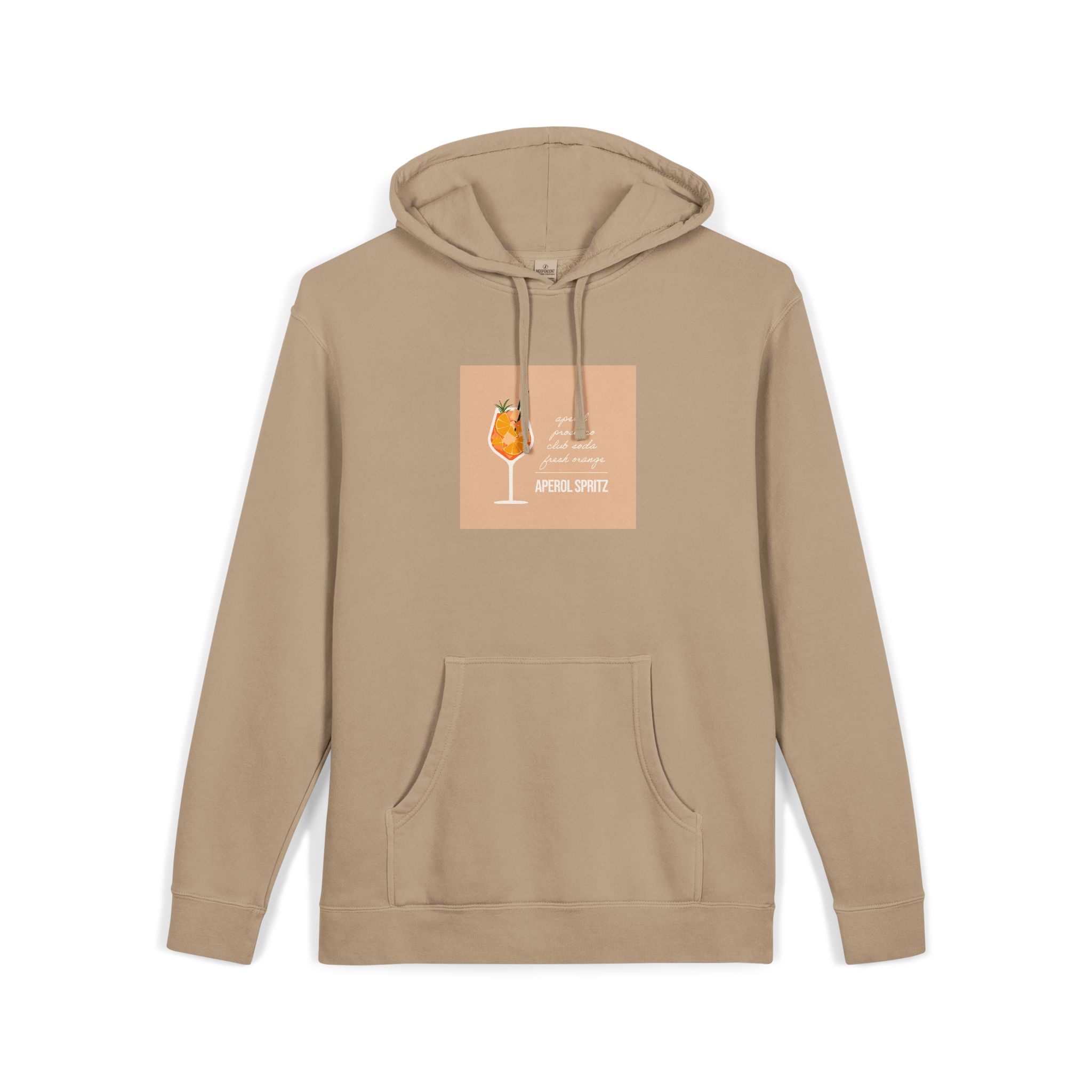 Vector Flat Illustration Modern Aperol Spritz Recipe Unisex Pigment Dyed Hoodie Embroidery - Image 7