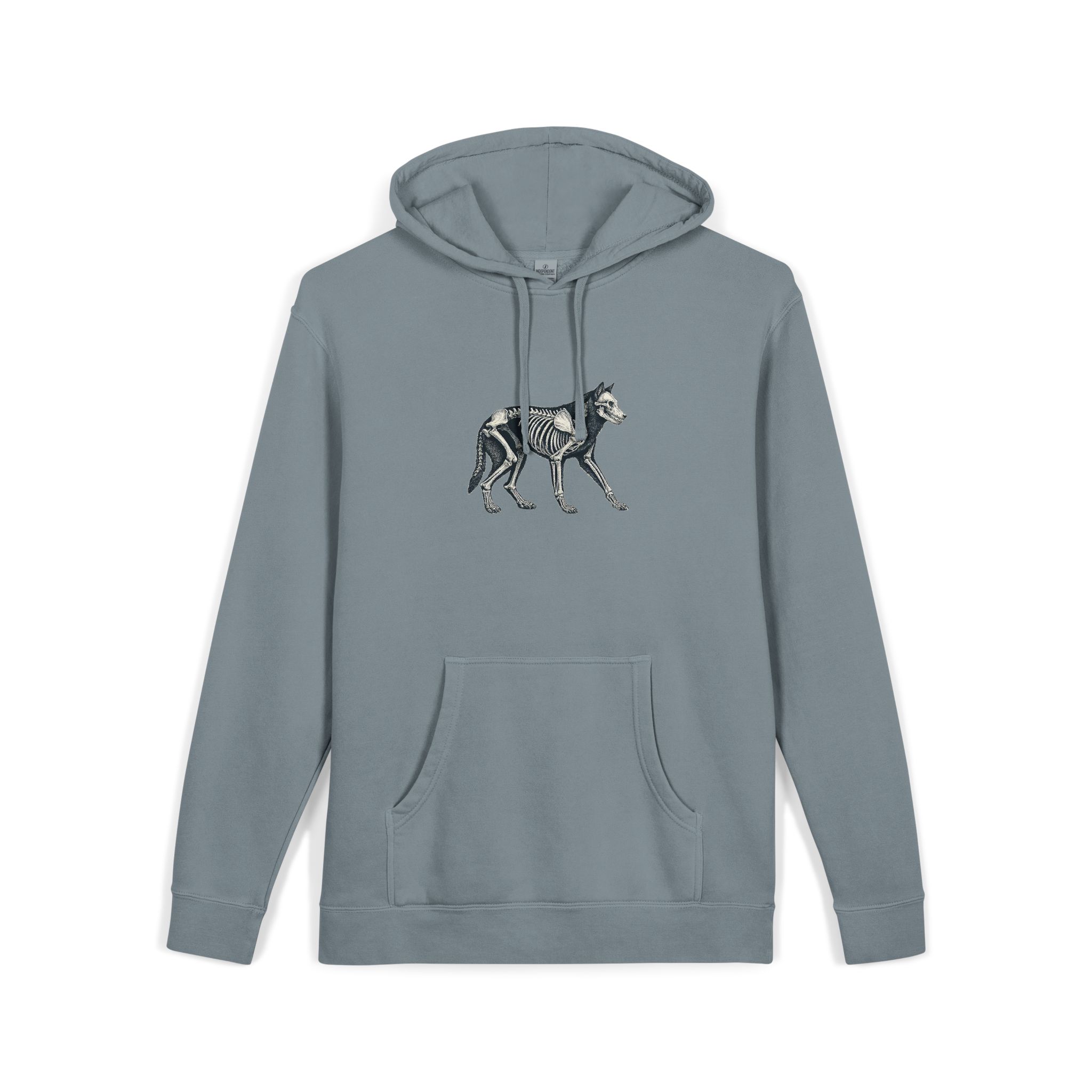 Vector Wolf Skeleton Illustration Vintage Engraving Style Unisex Pigment Dyed Hoodie Embroidery - Image 23