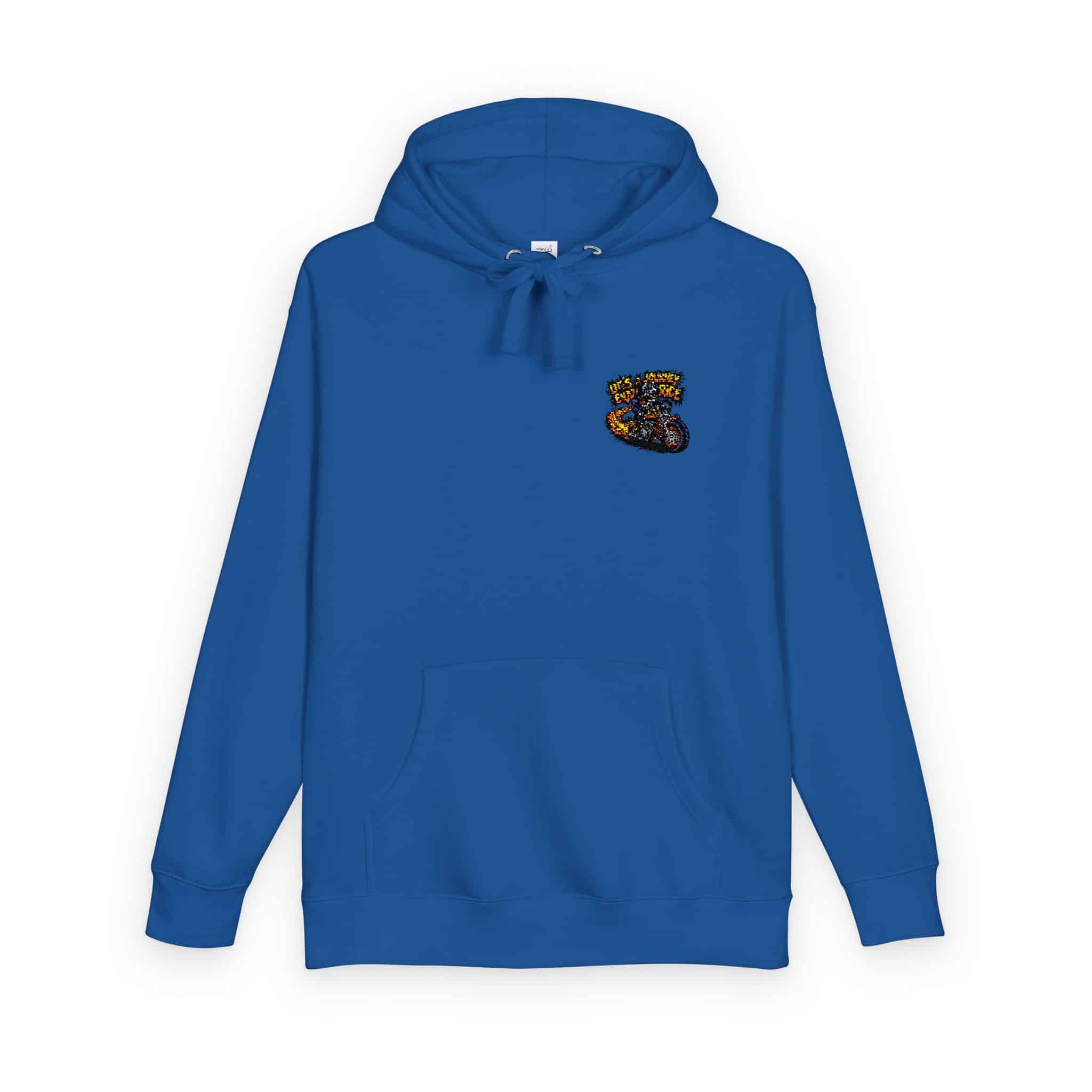 Skeleton Riding Flaming Motorcycle Unisex Fleece Hoodie - Image 18