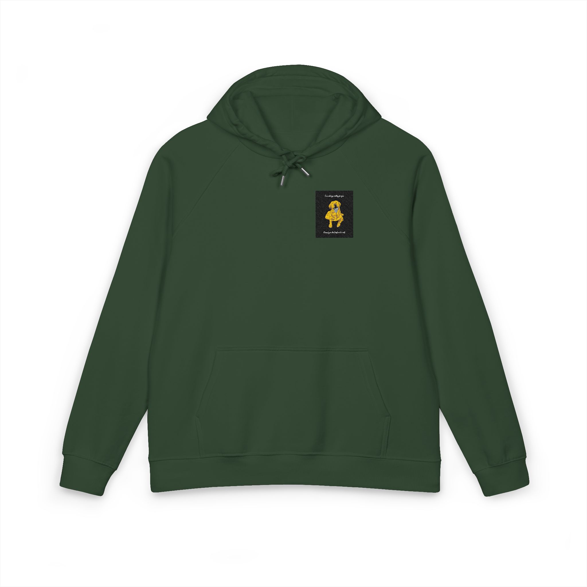 Waiting Slogan With Cartoon Labrador Retriever Dog Illustration Unisex Eco Raglan Hoodie Embroidery - Image 13