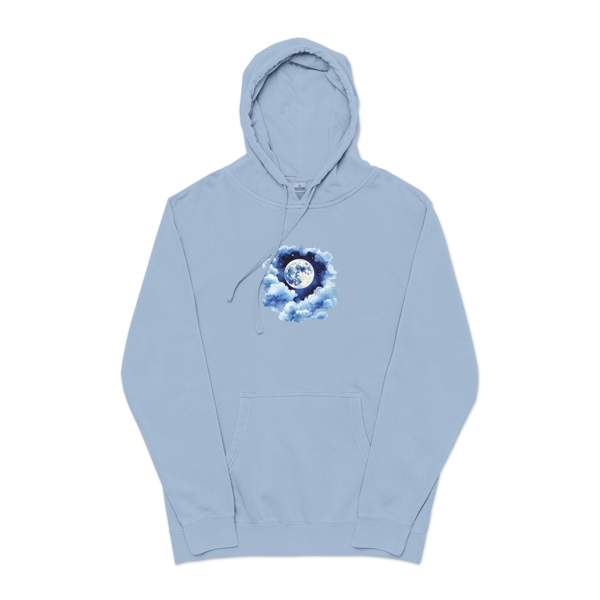 Watercolor Full Moon Clouds Elements Set Unisex Pigment Dyed Hoodie Embroidery - Image 17
