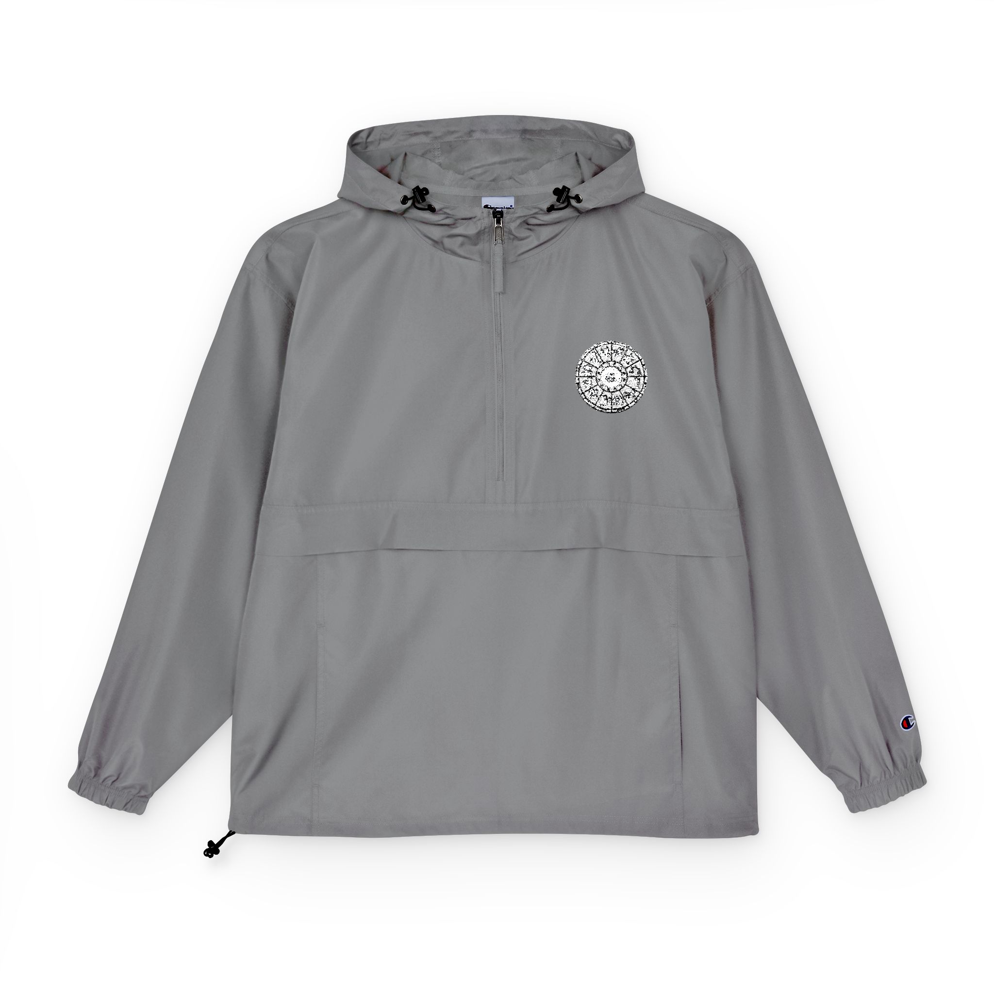 Zodiac Circle Horoscope Drawing Engraving Style Zodiac Wheel With Astrological Sy Champion Unisex Packable Anorak Jacket - Image 9
