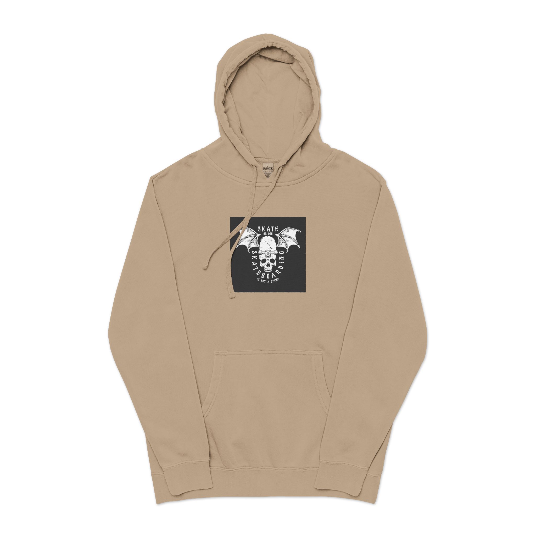Vintage White Skateboarding Logo Unisex Pigment Dyed Hoodie Embroidery - Image 5