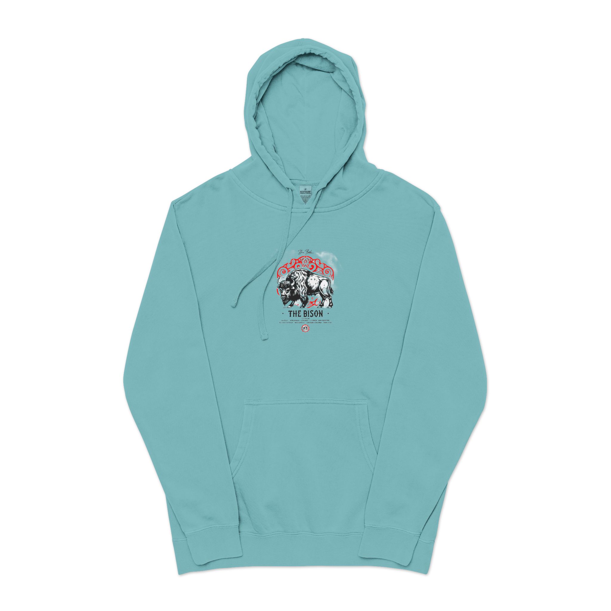 The Bison Unisex Pigment Dyed Hoodie Embroidery - Image 9
