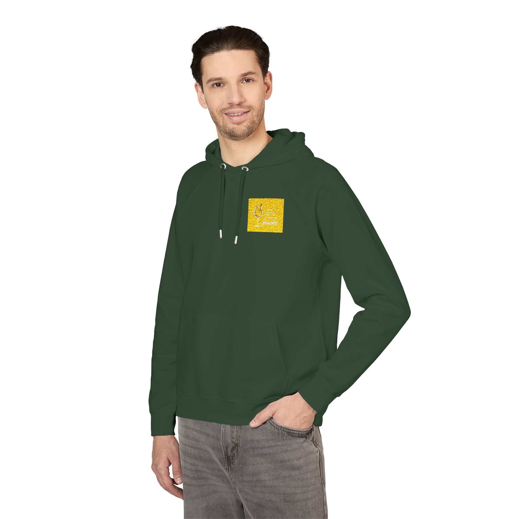 Vector Flat Illustration Modern Aperol Spritz Recipe Unisex Eco Raglan Hoodie Embroidery - Image 16
