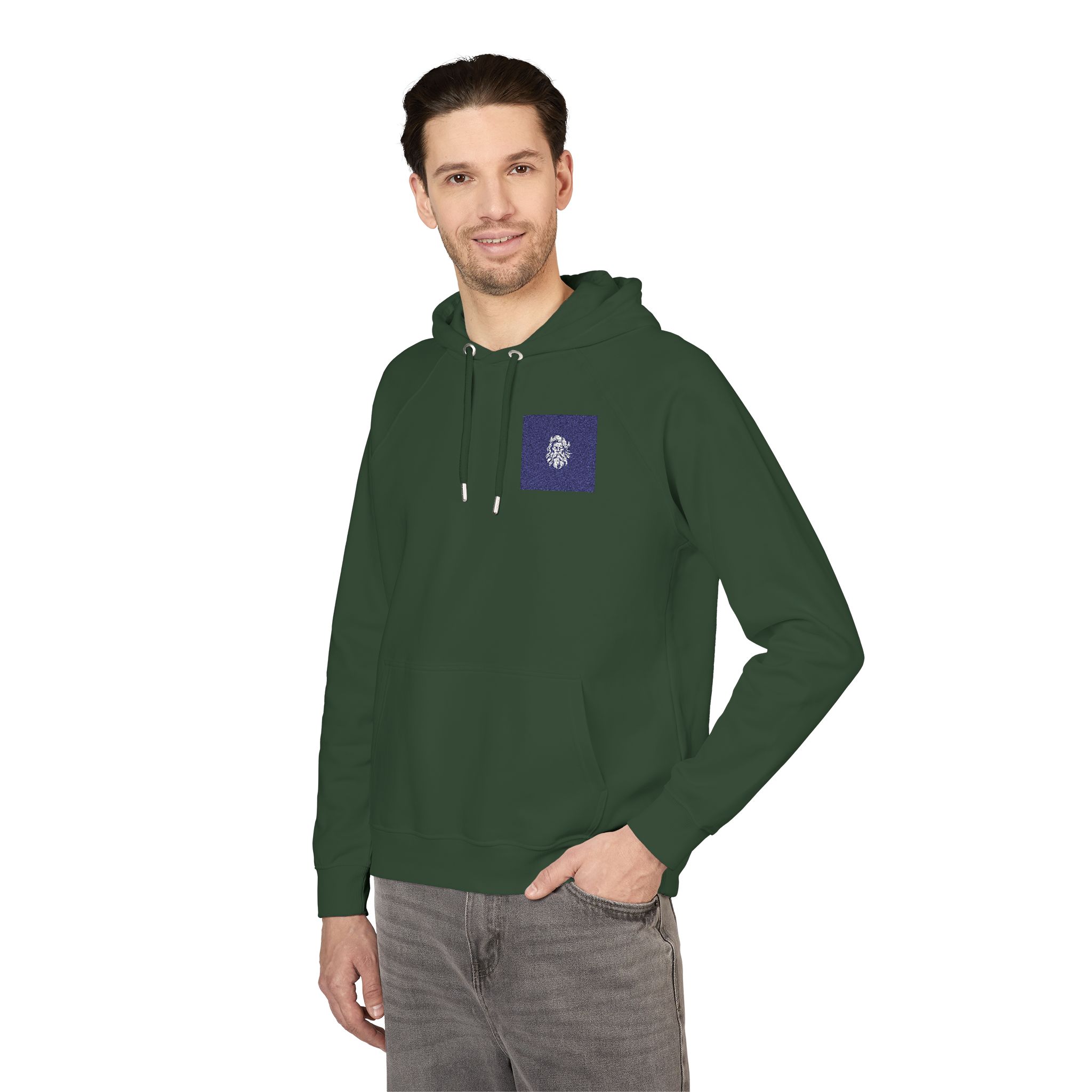 Zeus Logo Design Vector Illustration Unisex Eco Raglan Hoodie Embroidery - Image 16