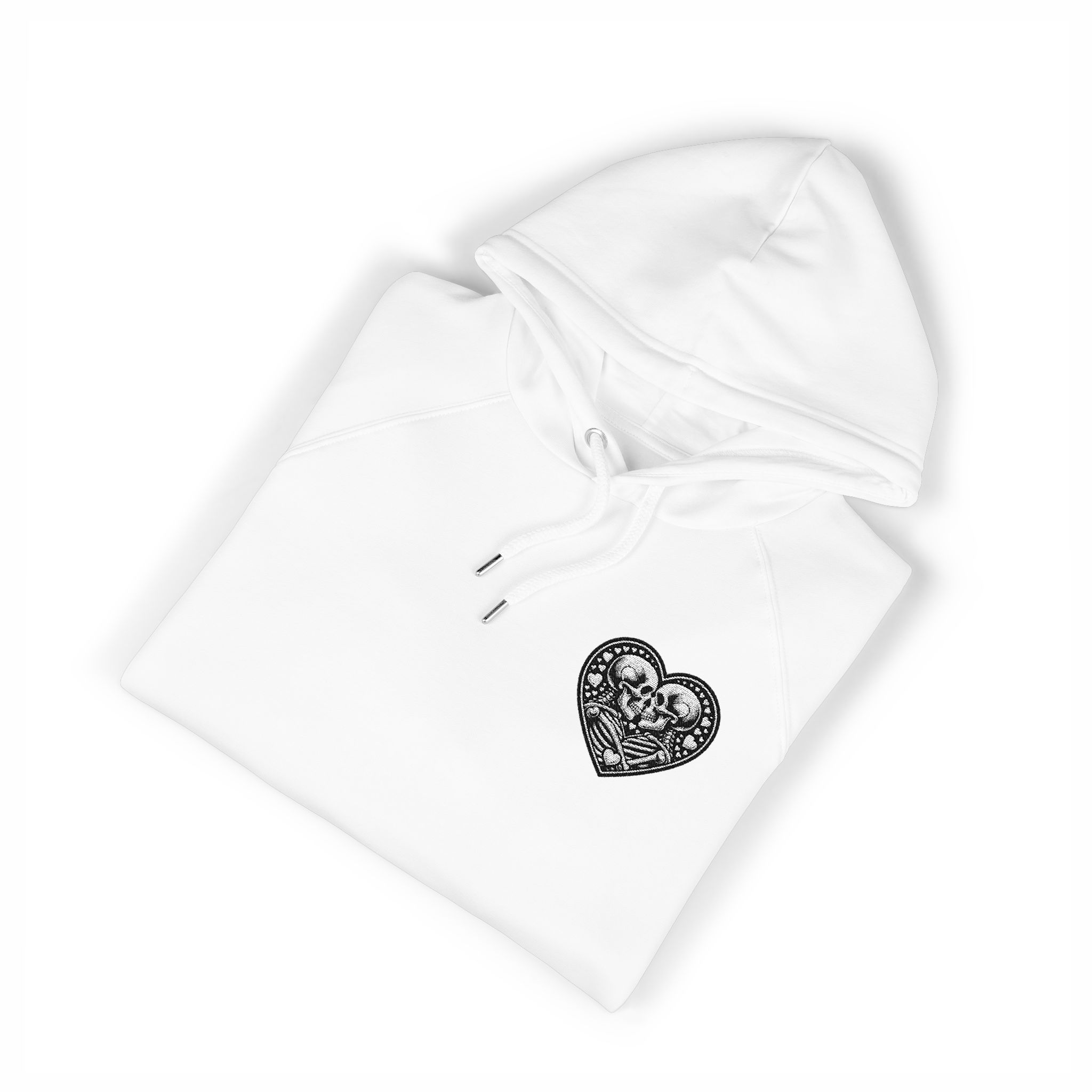 Happy Valentines Day Vector Silhouette Valentines Holiday Vibes Unisex Eco Raglan Hoodie Embroidery - Image 3