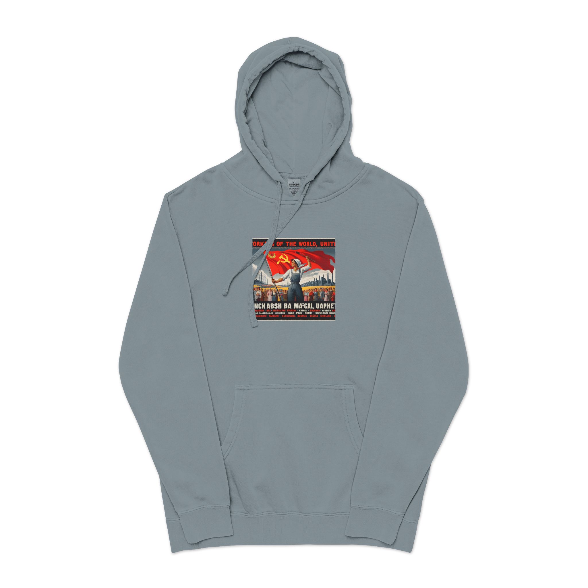 Workers of the World Unisex Pigment Dyed Hoodie Embroidery - Image 21