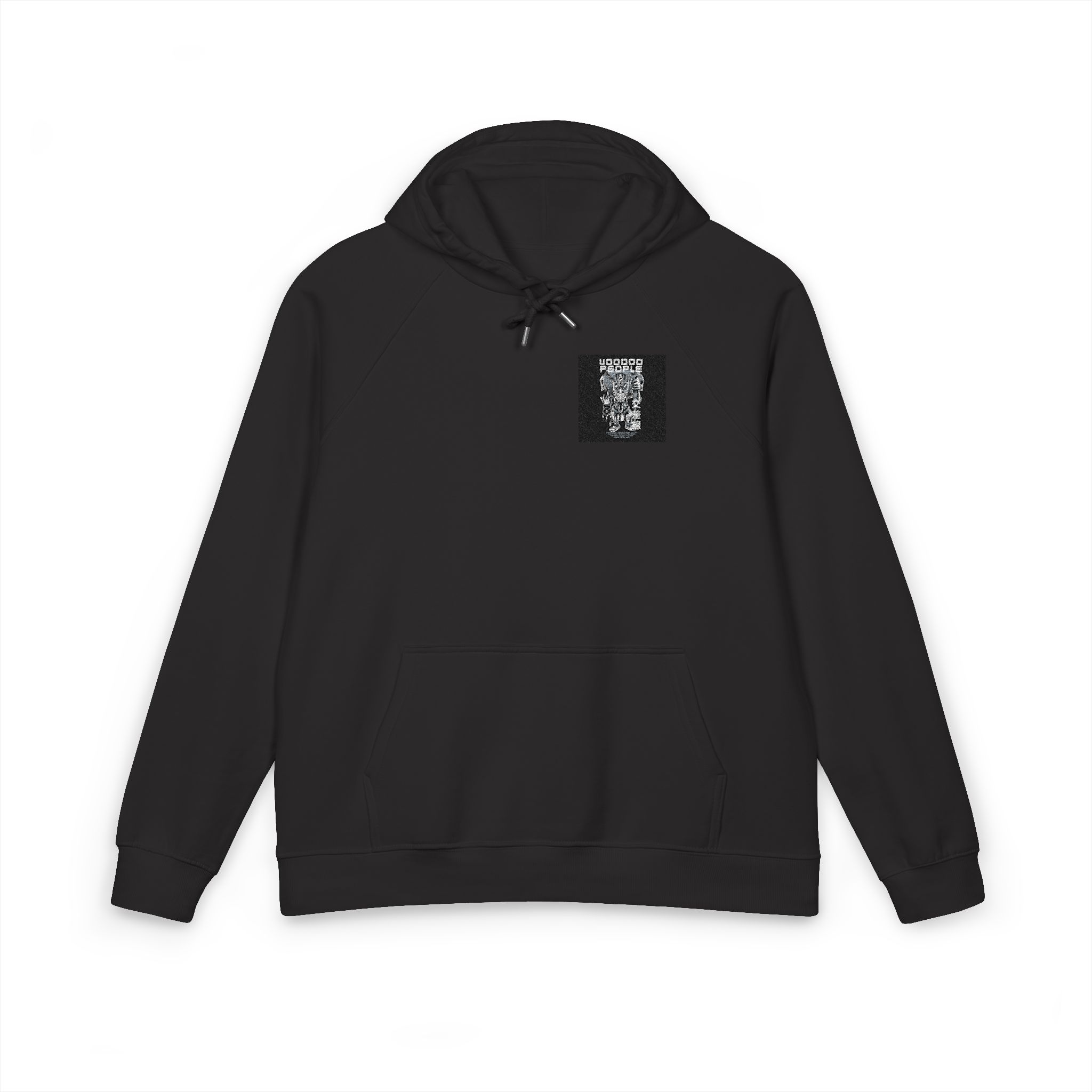 Voodoo People Black White Unisex Eco Raglan Hoodie Embroidery - Image 17