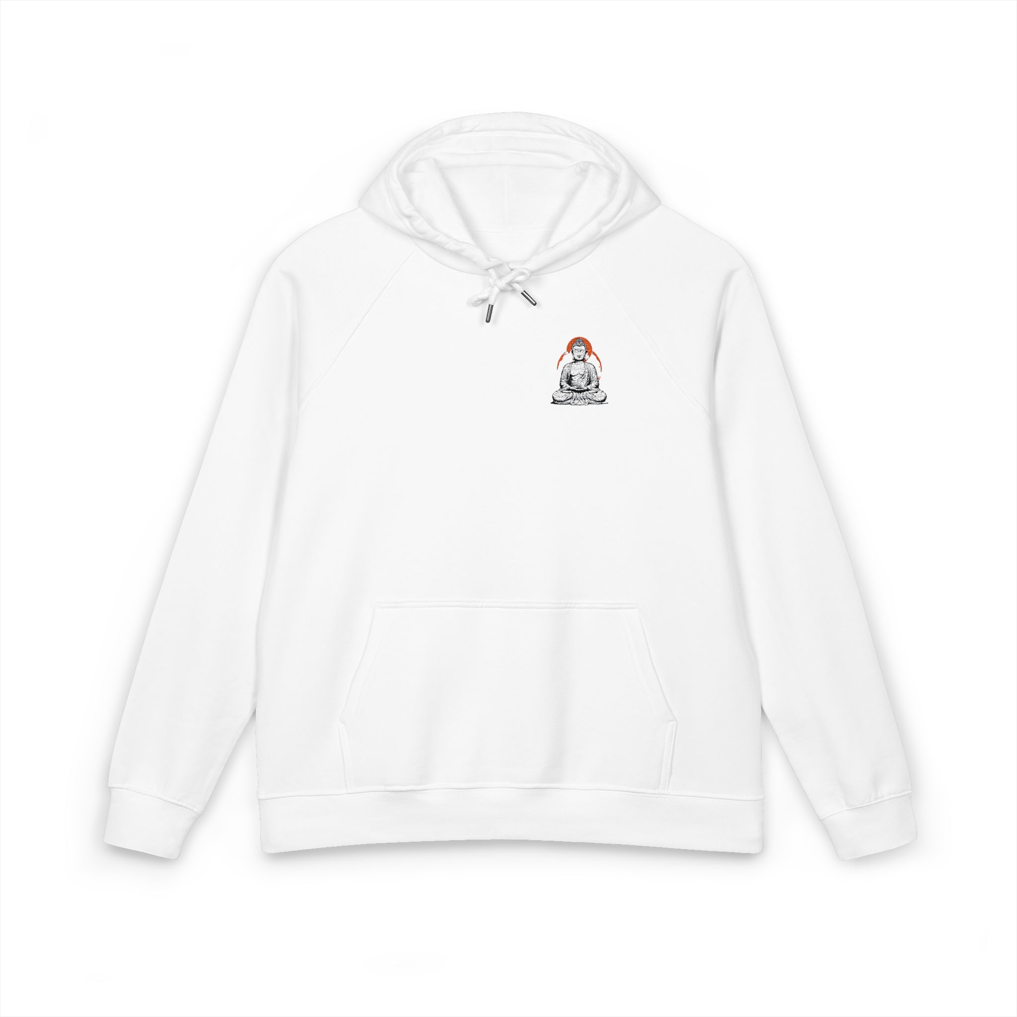 Serene Buddha Portrait Unisex Eco Raglan Hoodie Embroidery